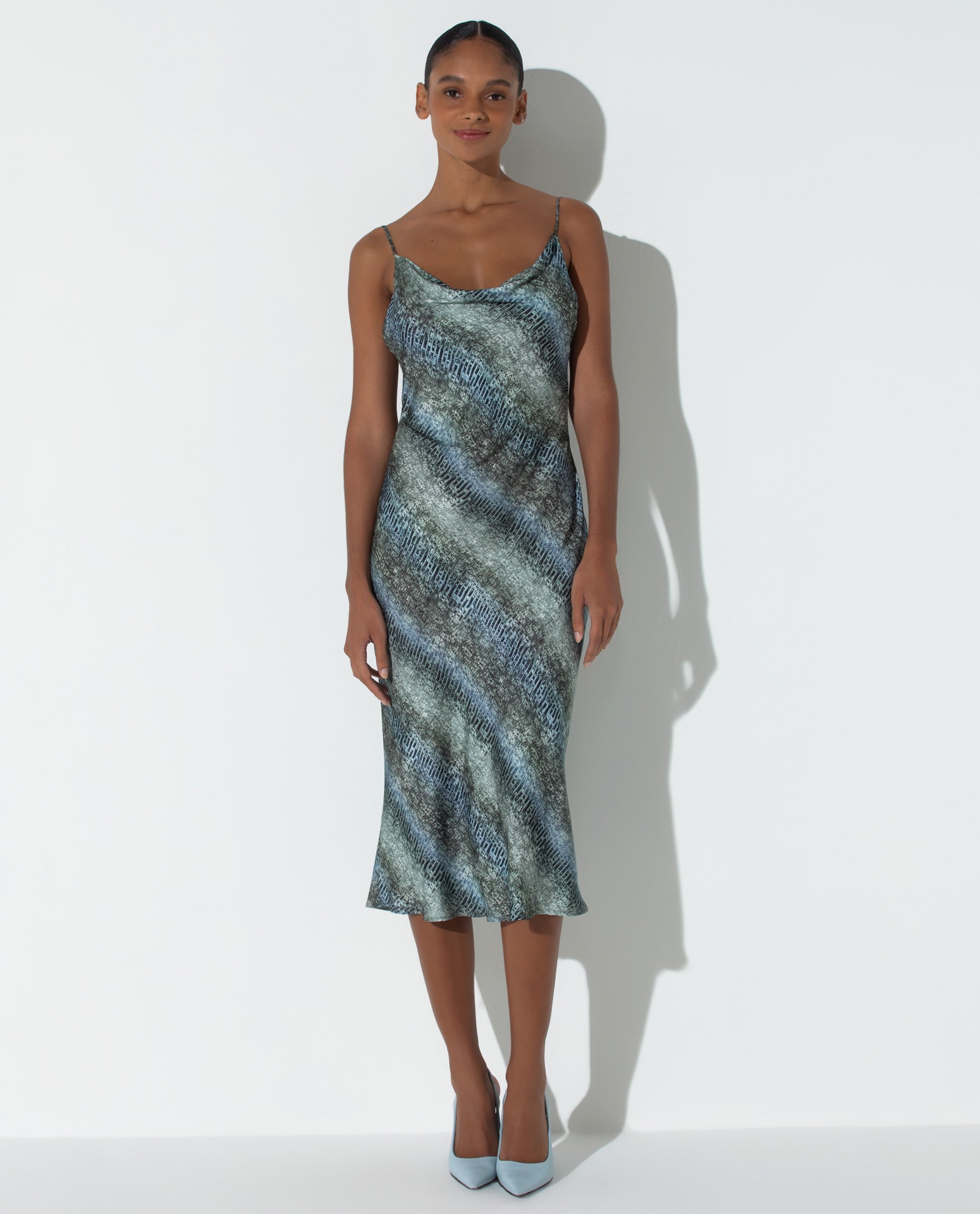 Vestido Lafort Slip Bella Crepe Acetinado Estampado