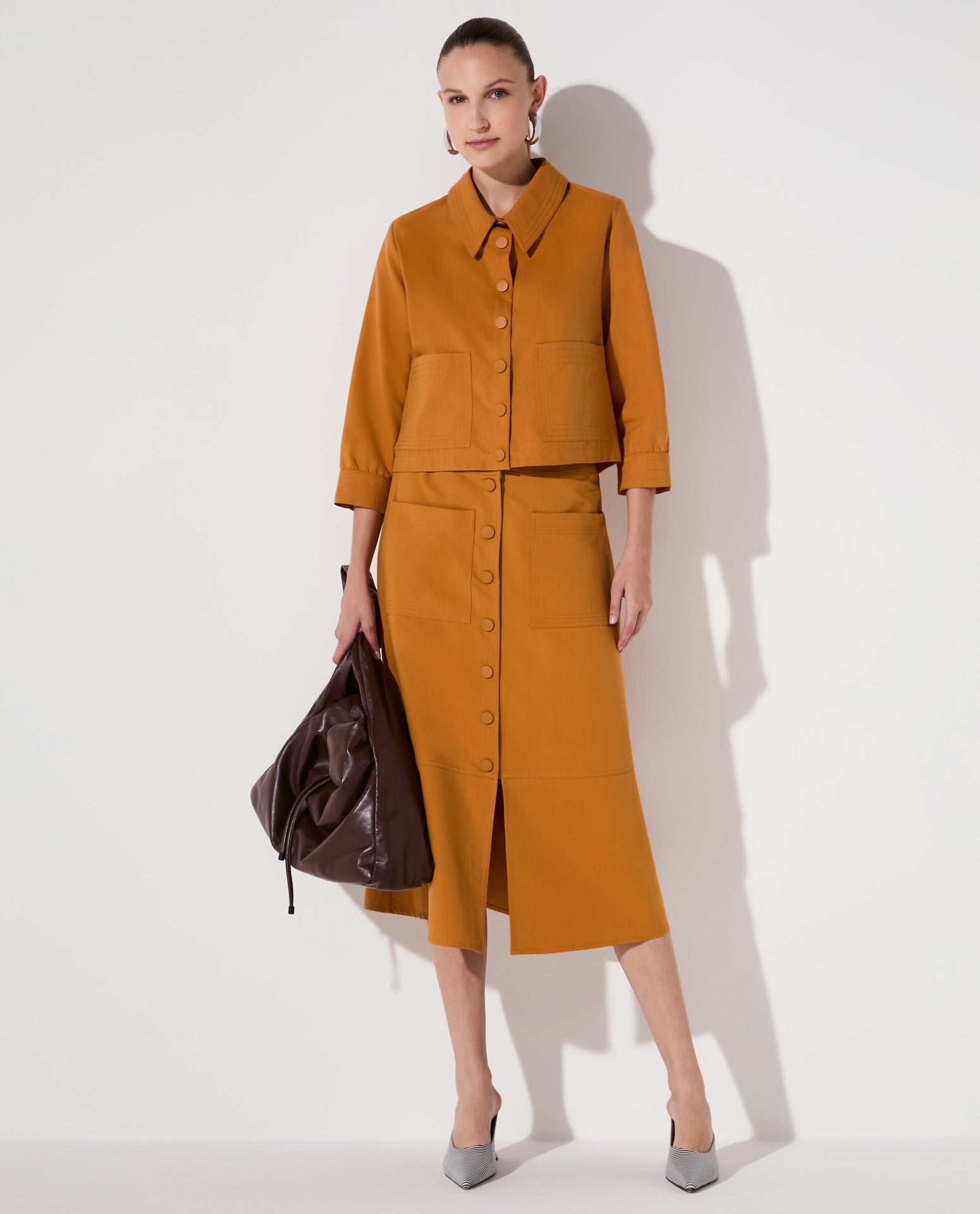 Jaqueta Lafort Com Pespontos Delfina Cotton Twill