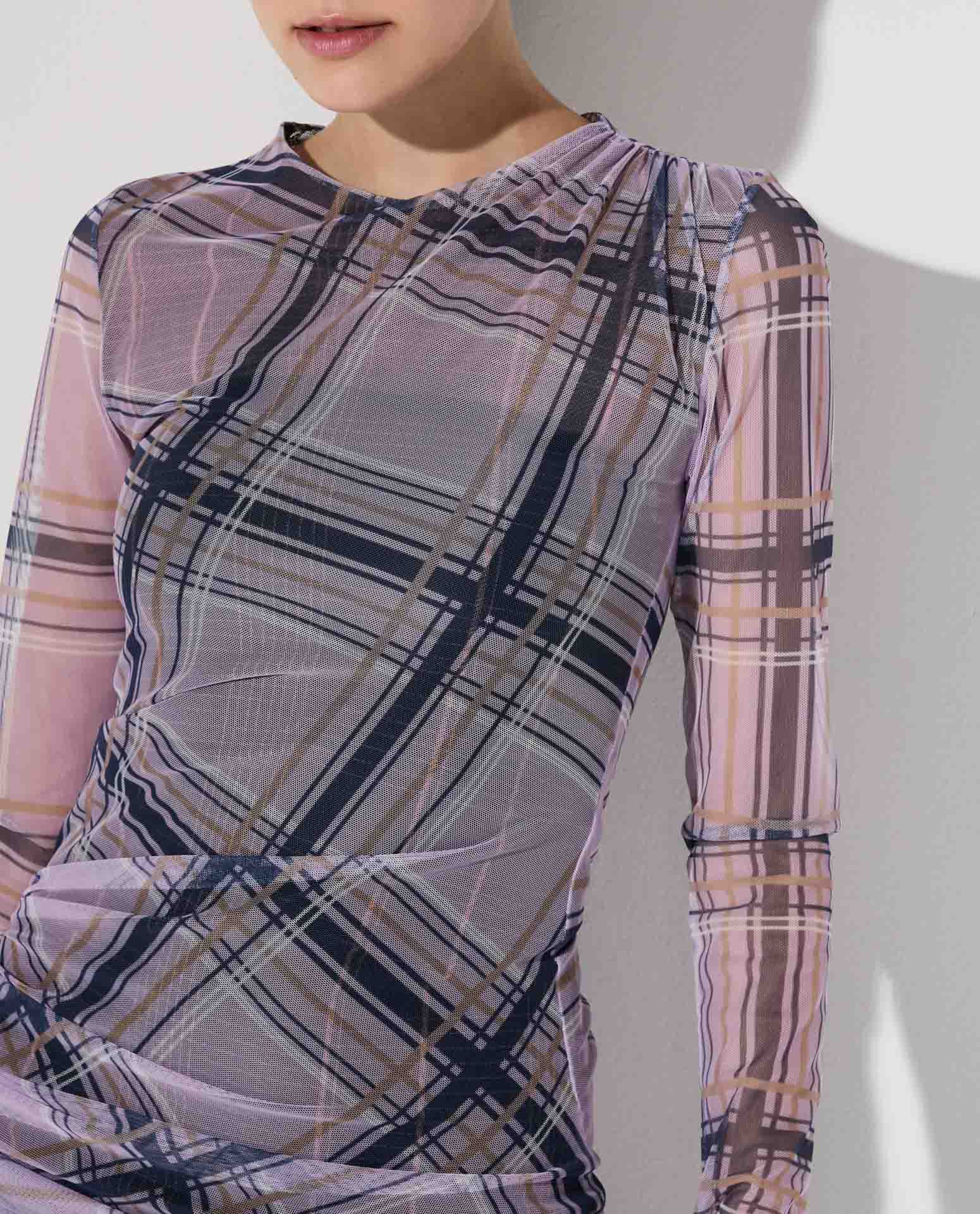 Vestido Lafort Manga Longa Lucia Tela Block Estampado