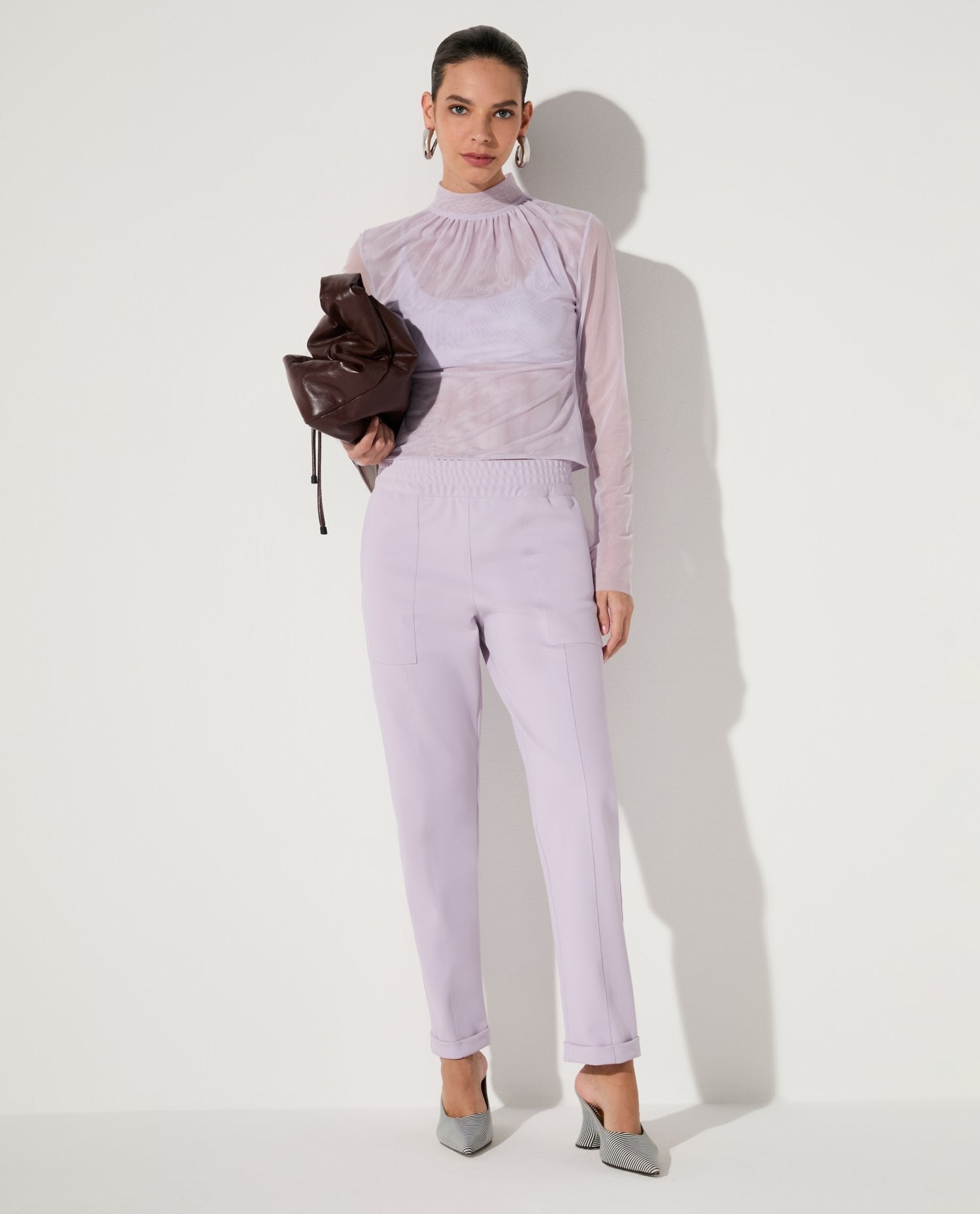 Blusa Lafort Gola Alta Celestina Tela Block