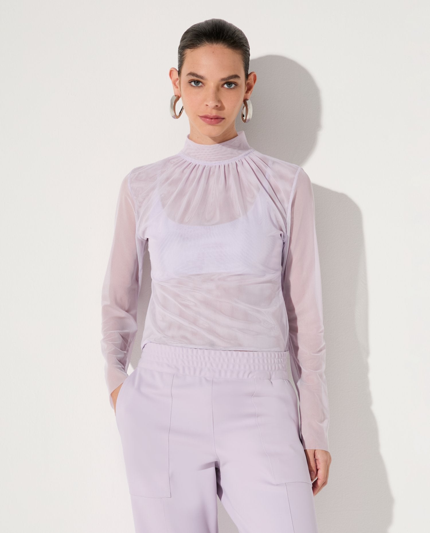 Blusa Lafort Gola Alta Celestina Tela Block