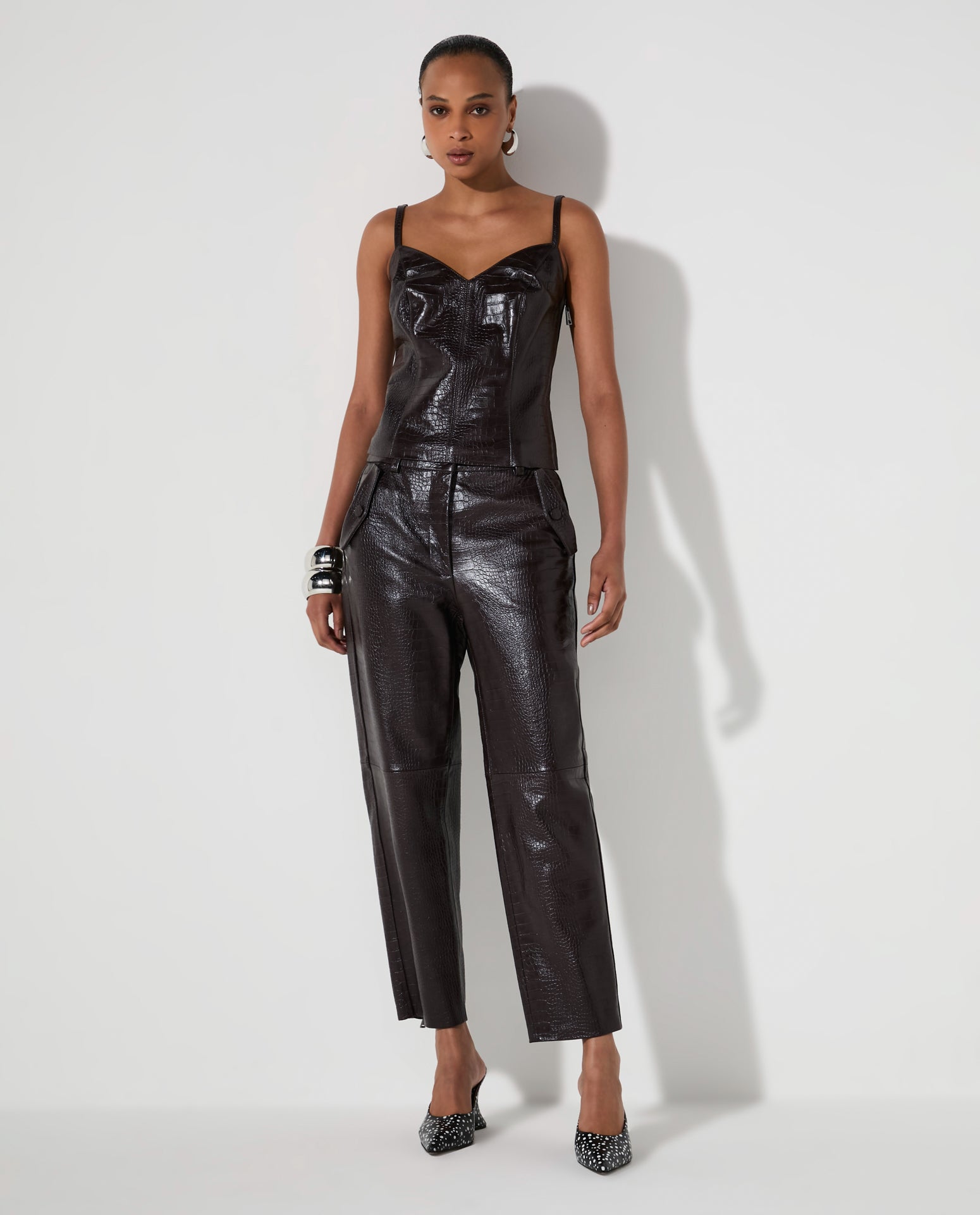 Calça Lafort Bolso Com Lapela Elisa Couro