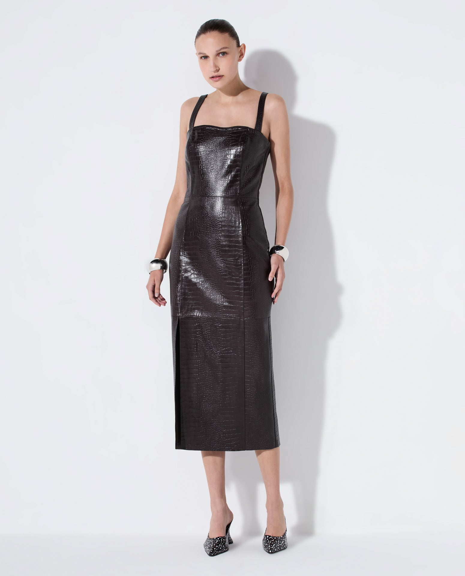 Vestido Lafort Com Fenda Elisa Couro