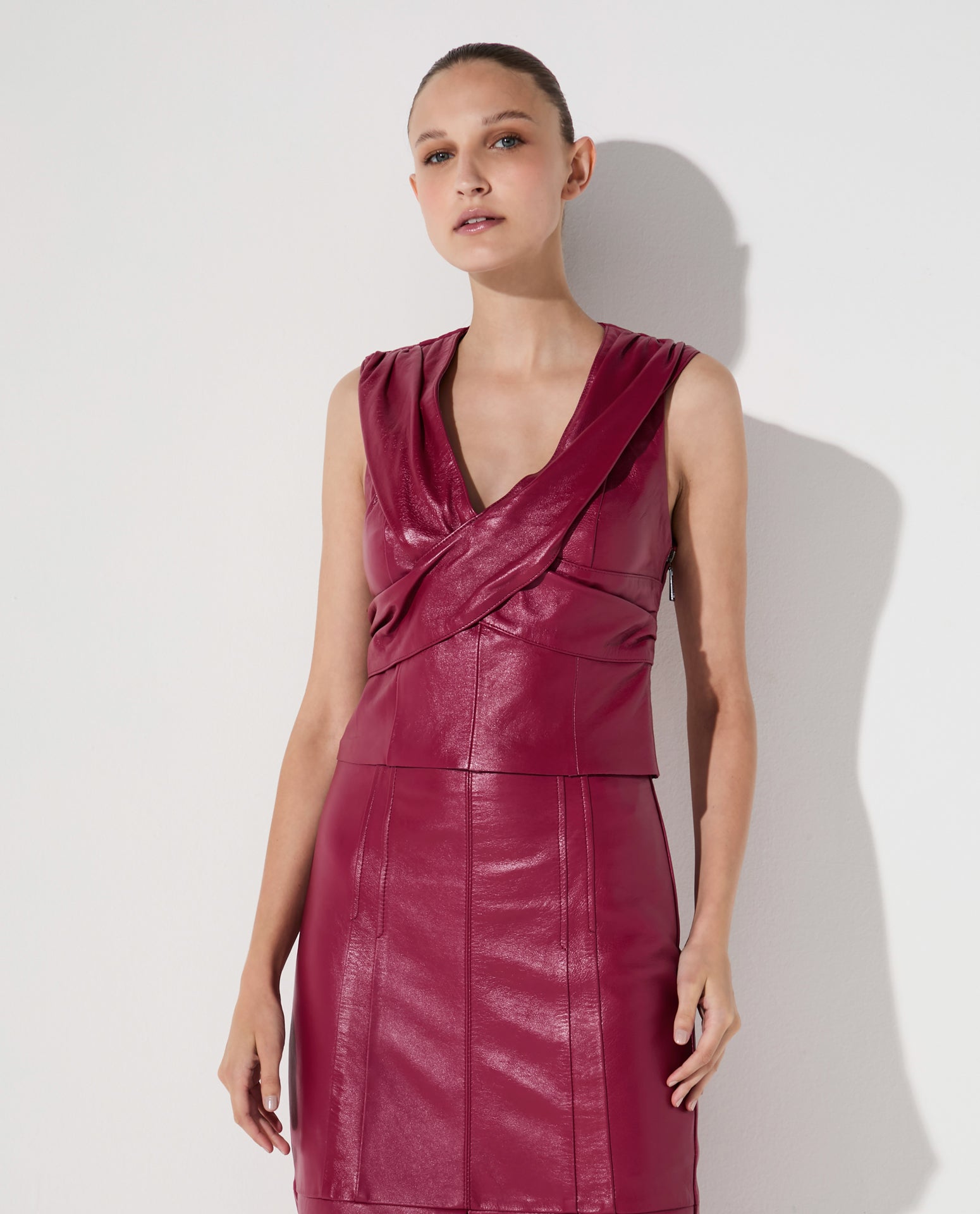 Top Lafort Drapeado Donatella Couro