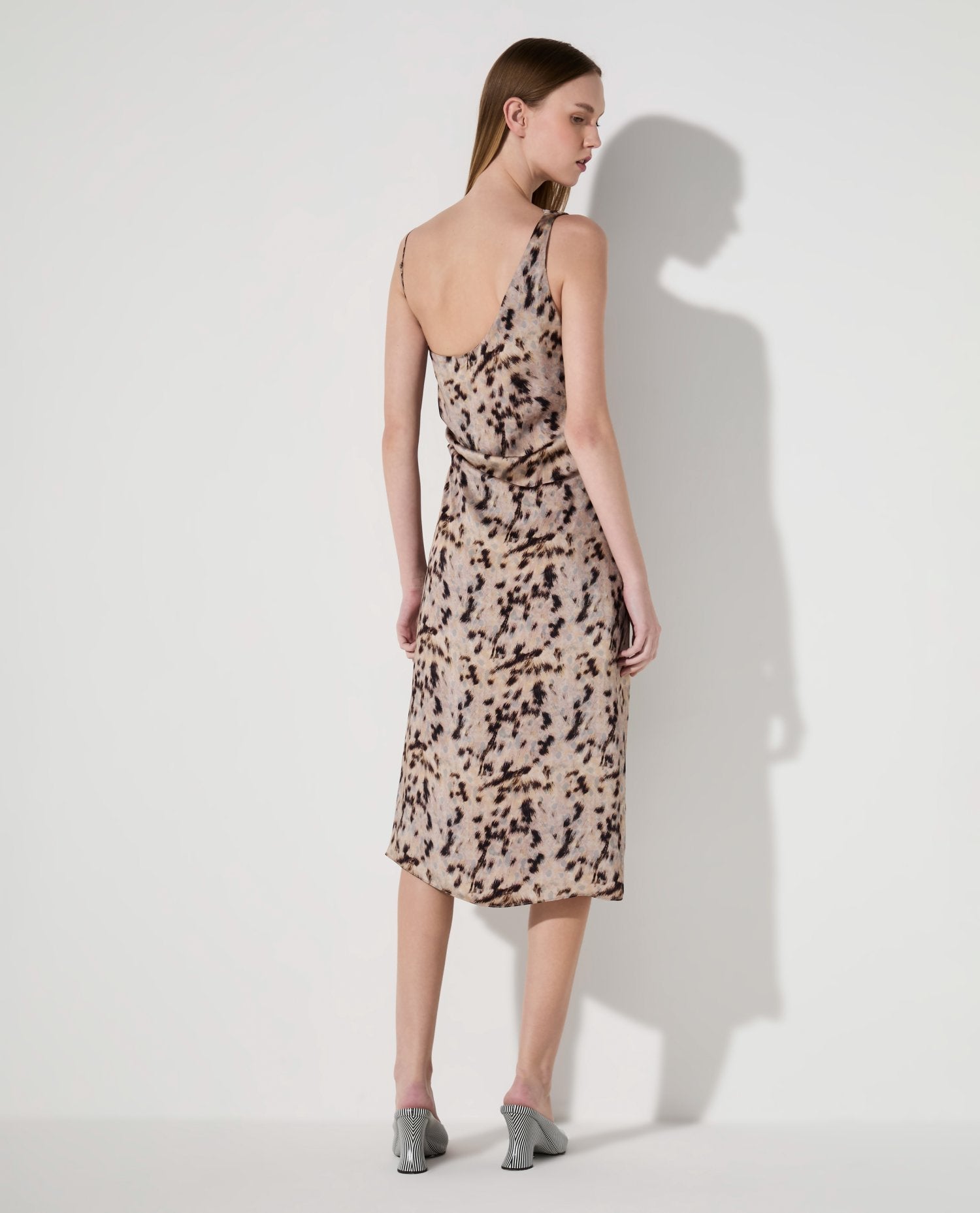 Vestido Lafort Midi Degagê Erica Cetim Estampado