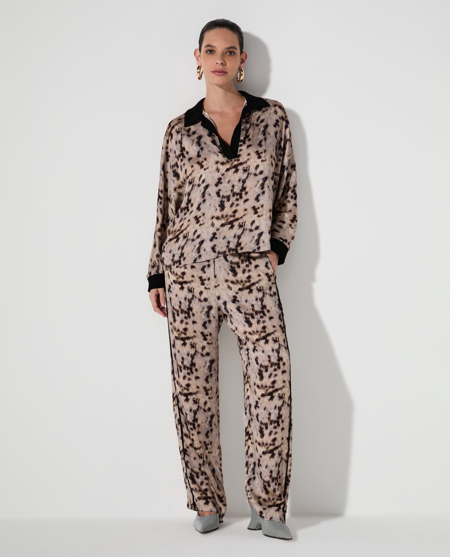 Blusa Lafort Gola De Tricot Carolinne Cetim Estampado