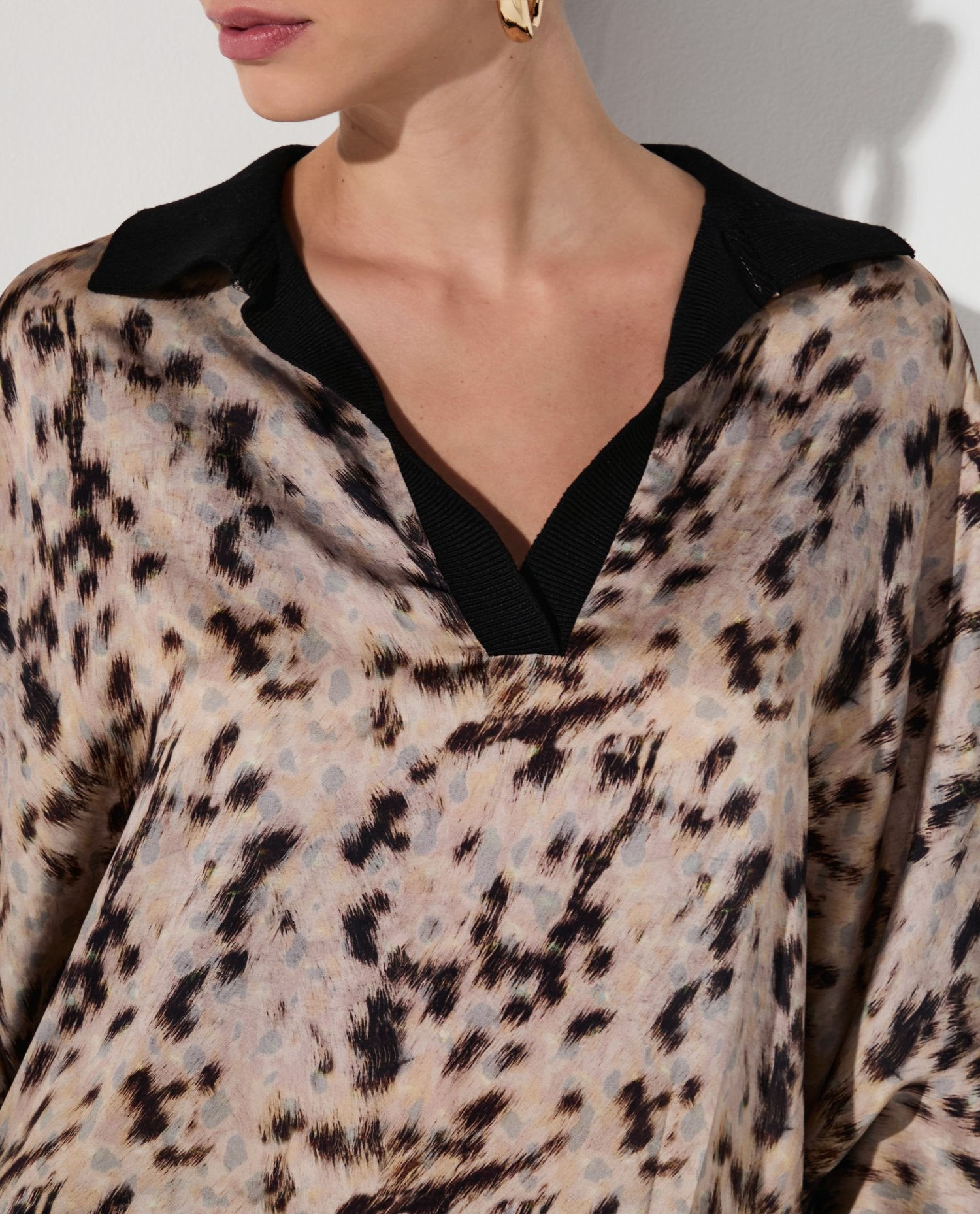 Blusa Lafort Gola De Tricot Carolinne Cetim Estampado