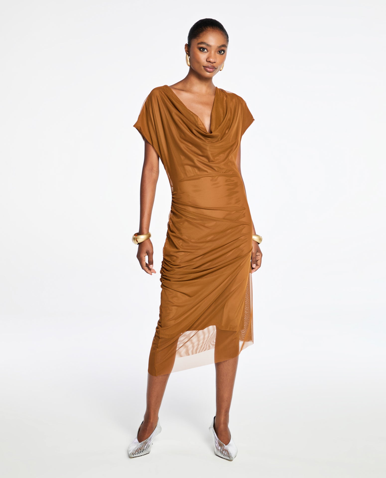 a line midi dress cocktail Twist Front A-line Midi Dress