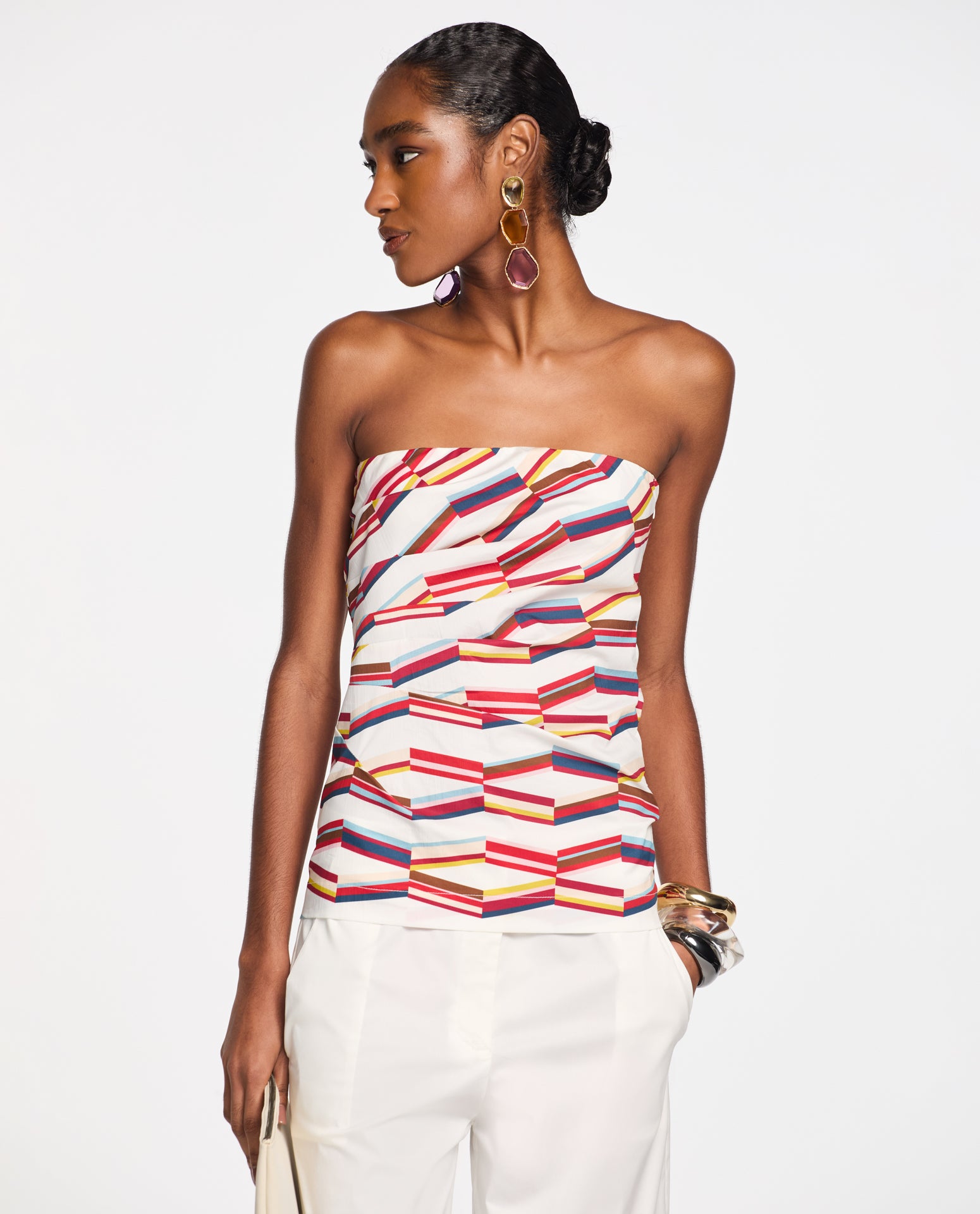 Top Lafort Sem Alças Carmen High Cotton Estampado