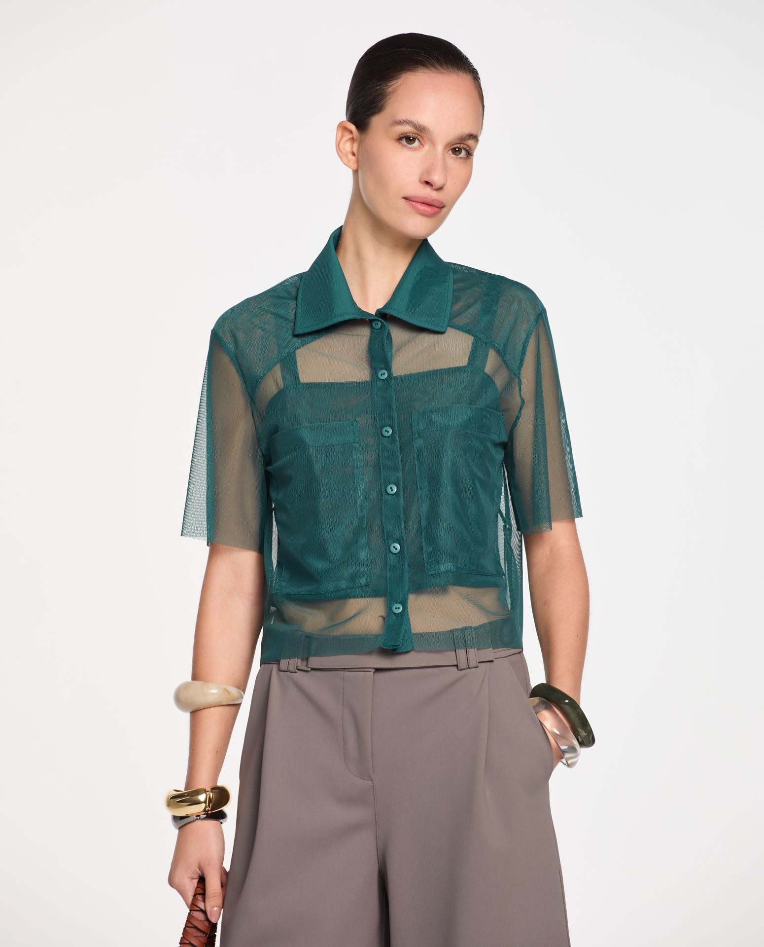 Camisa Lafort Manga Curta Giselle Tela Block