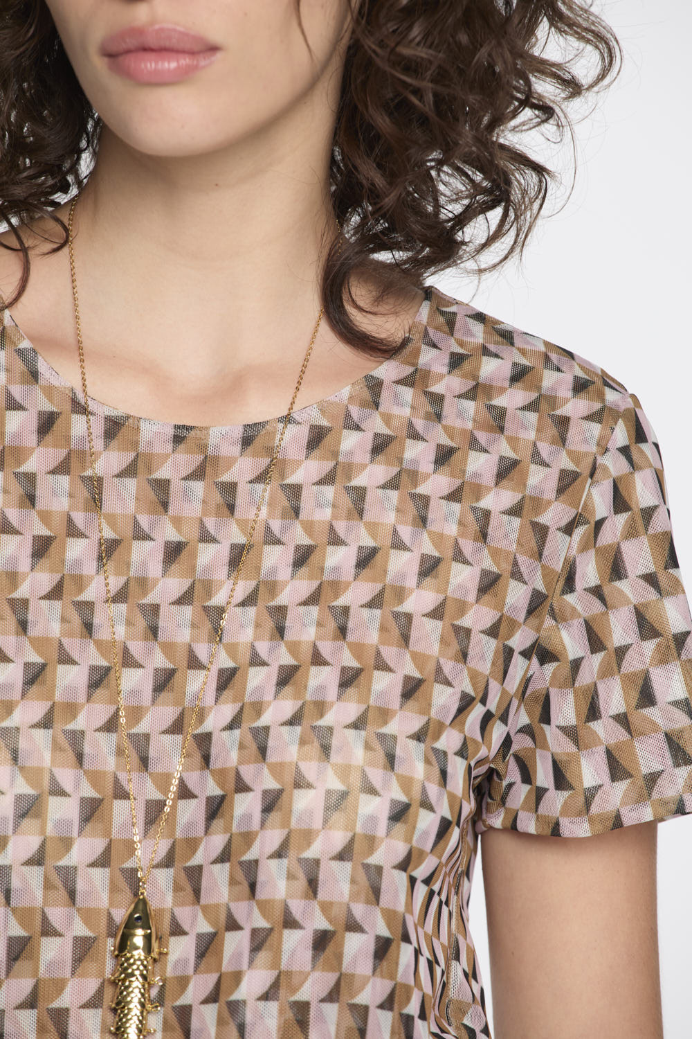 Blusa Lafort Manga Curta Tamires Tela Block Estampada