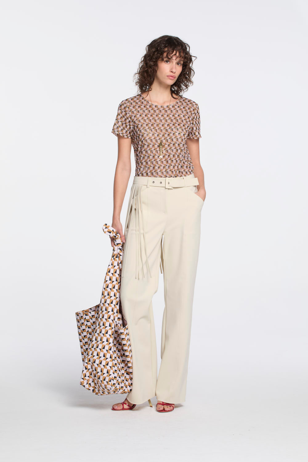 Blusa Lafort Manga Curta Tamires Tela Block Estampada