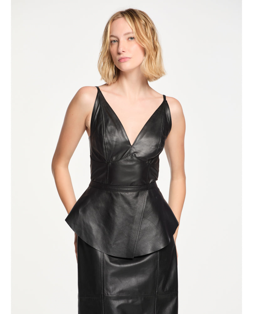 Vestido Lafort Basque Berthe Couro