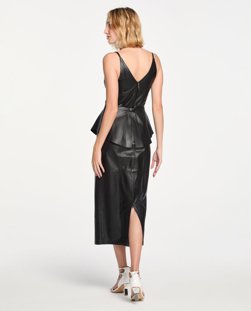 Vestido Lafort Basque Berthe Couro