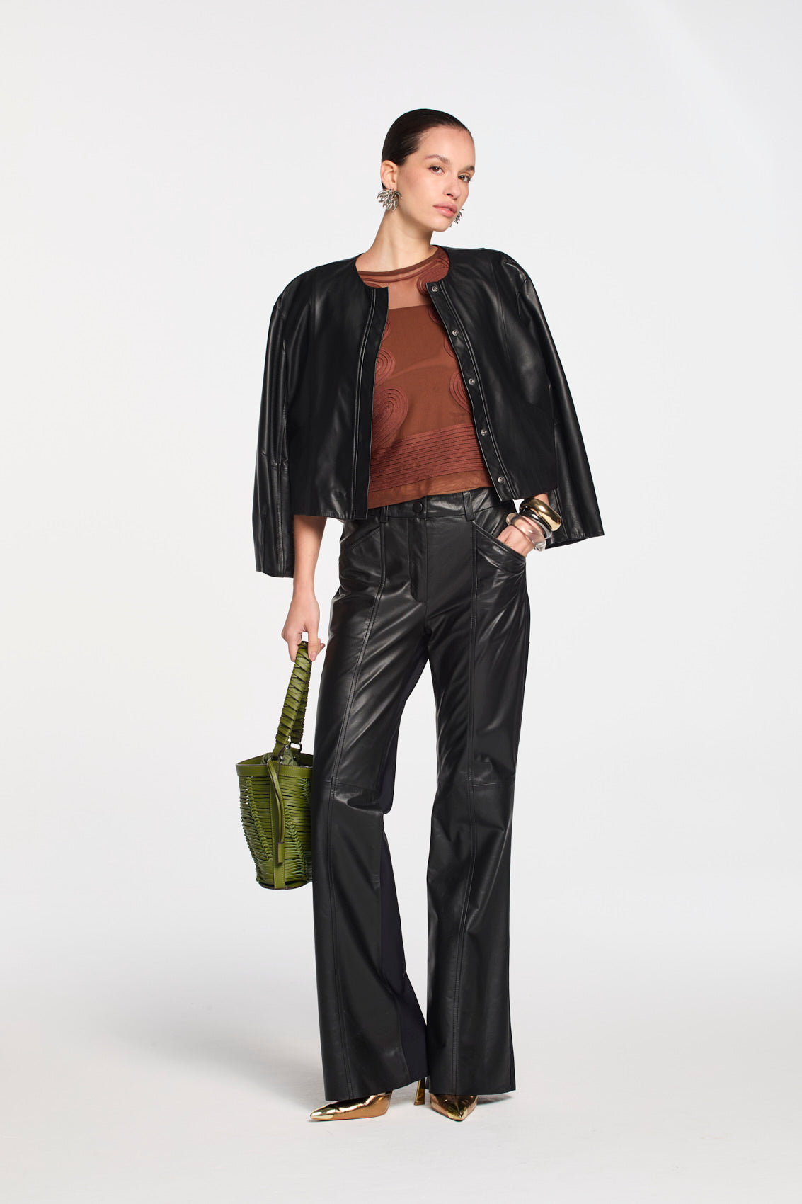 Calça Lafort Boot Cut Berthe Couro