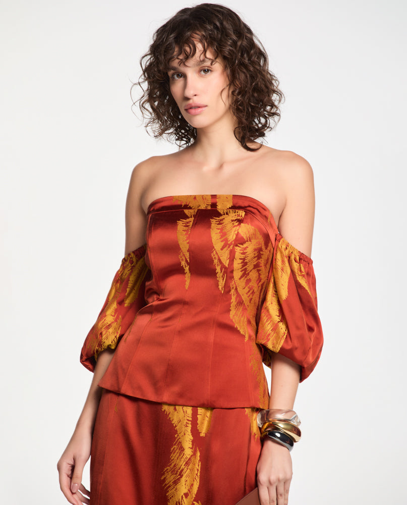 Top Lafort Manga Bufante Elaine Jacquard