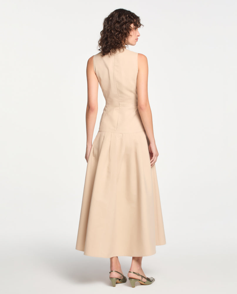 Vestido Lafort Decote V Adriana Cotton Twill