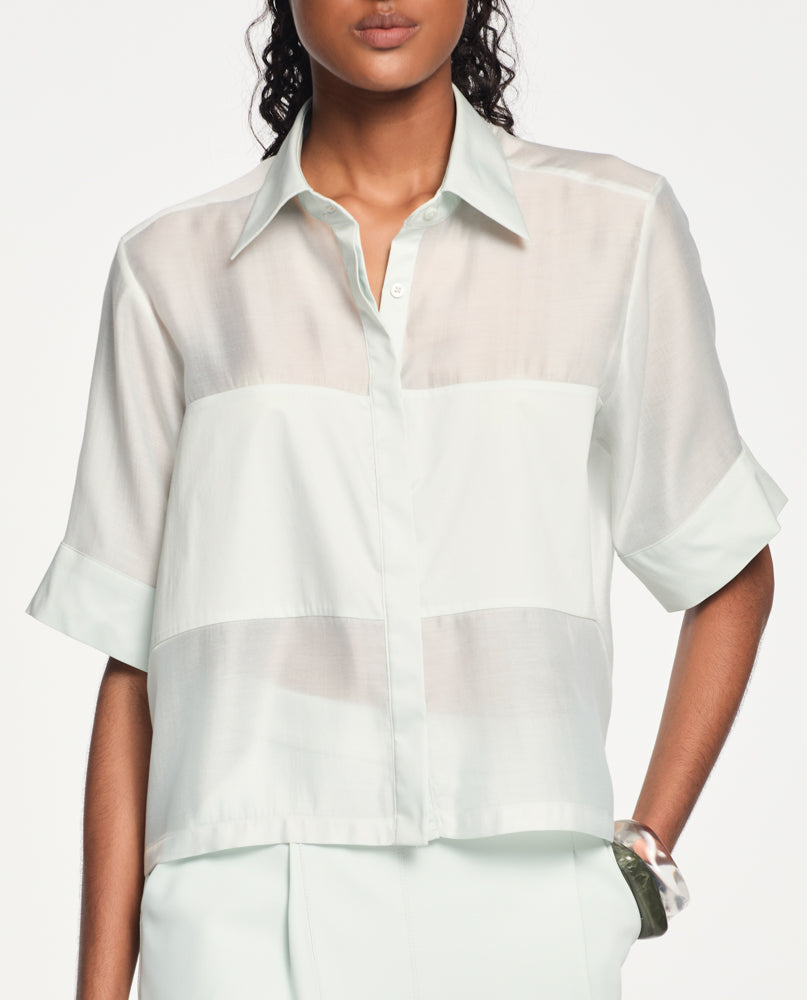 Camisa Lafort Manga Curta Cristina Organza