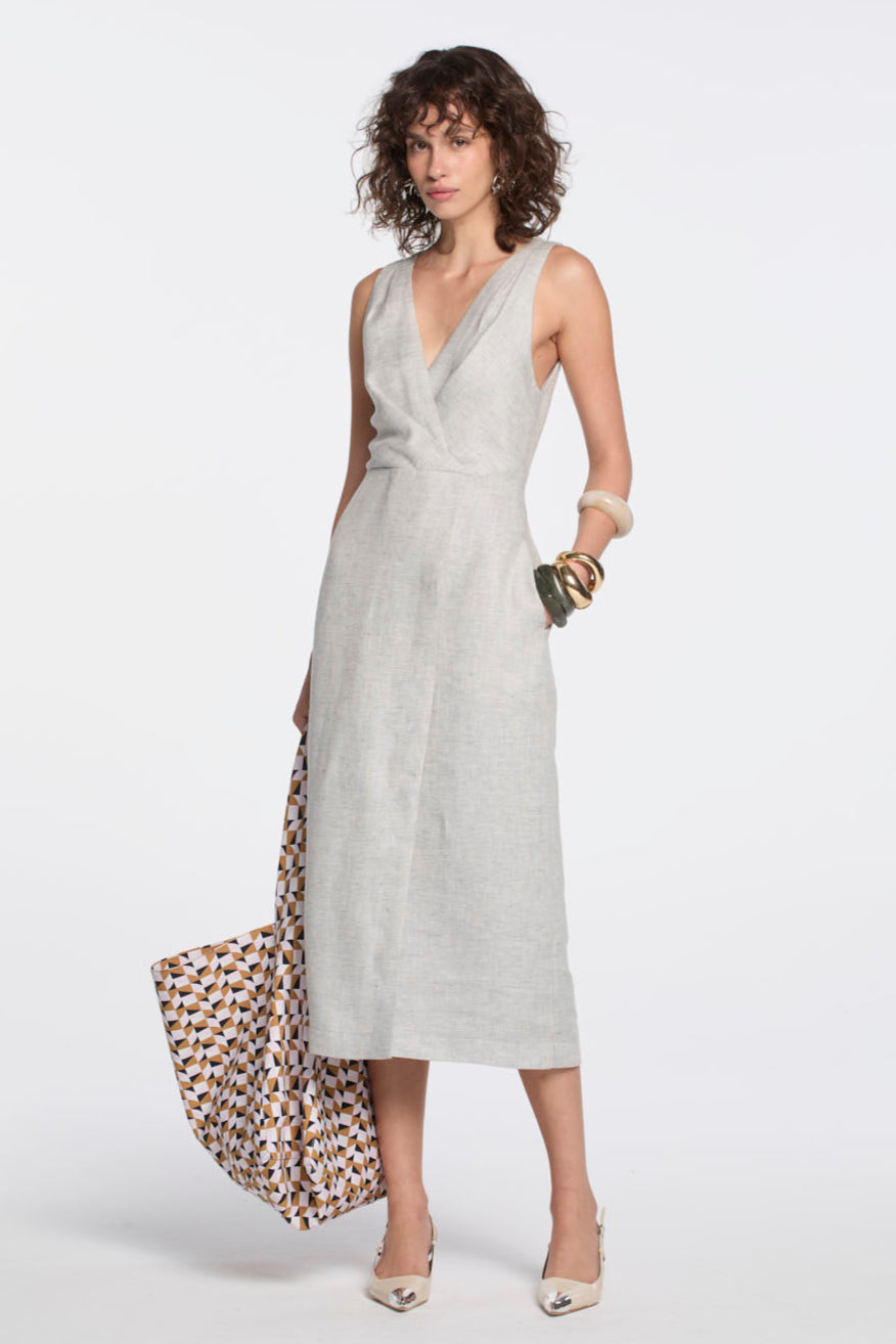Vestido Lafort Com Transpasse Carmézia Linho