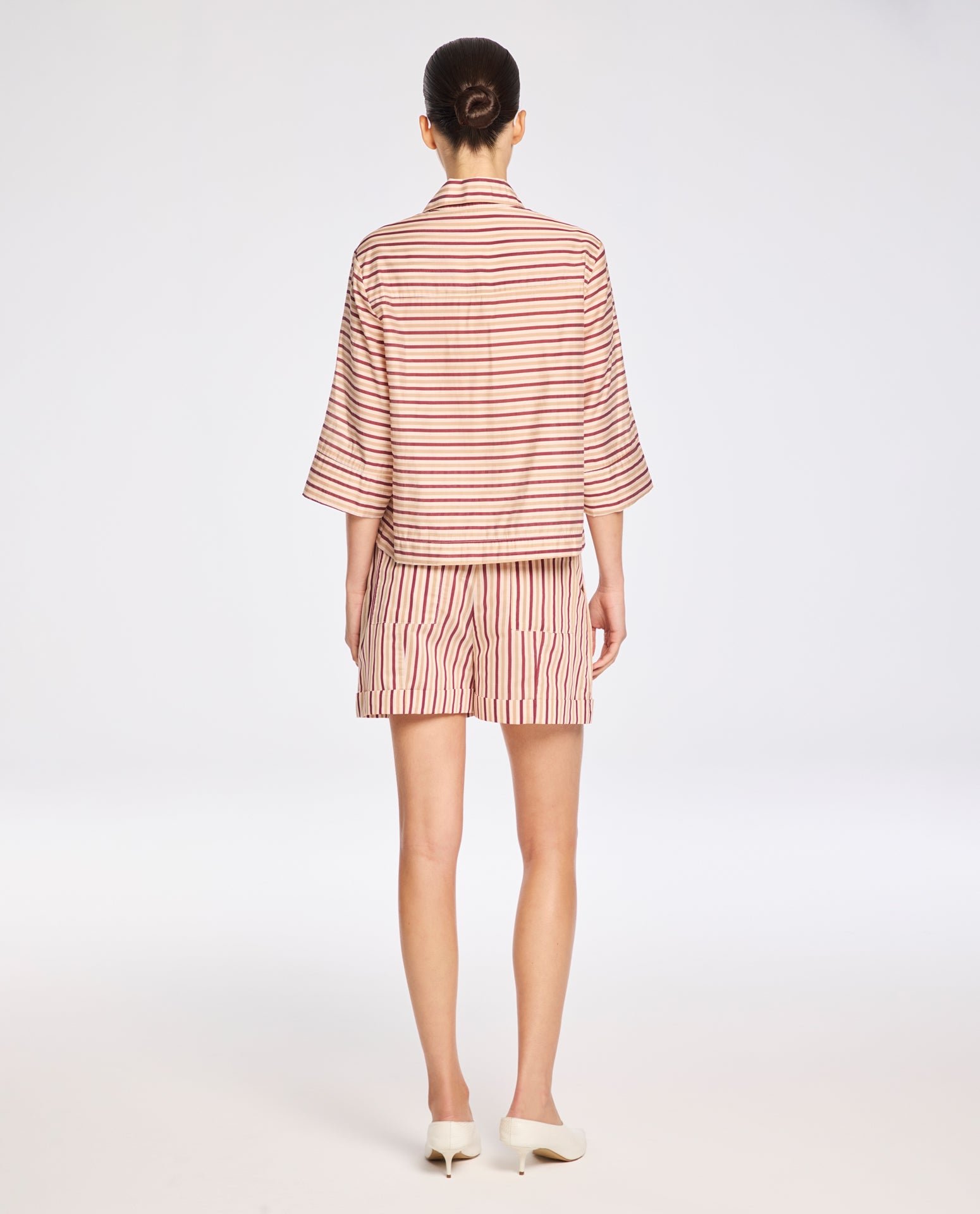 Camisa Lafort Manga Curta Léna Organza Listrada