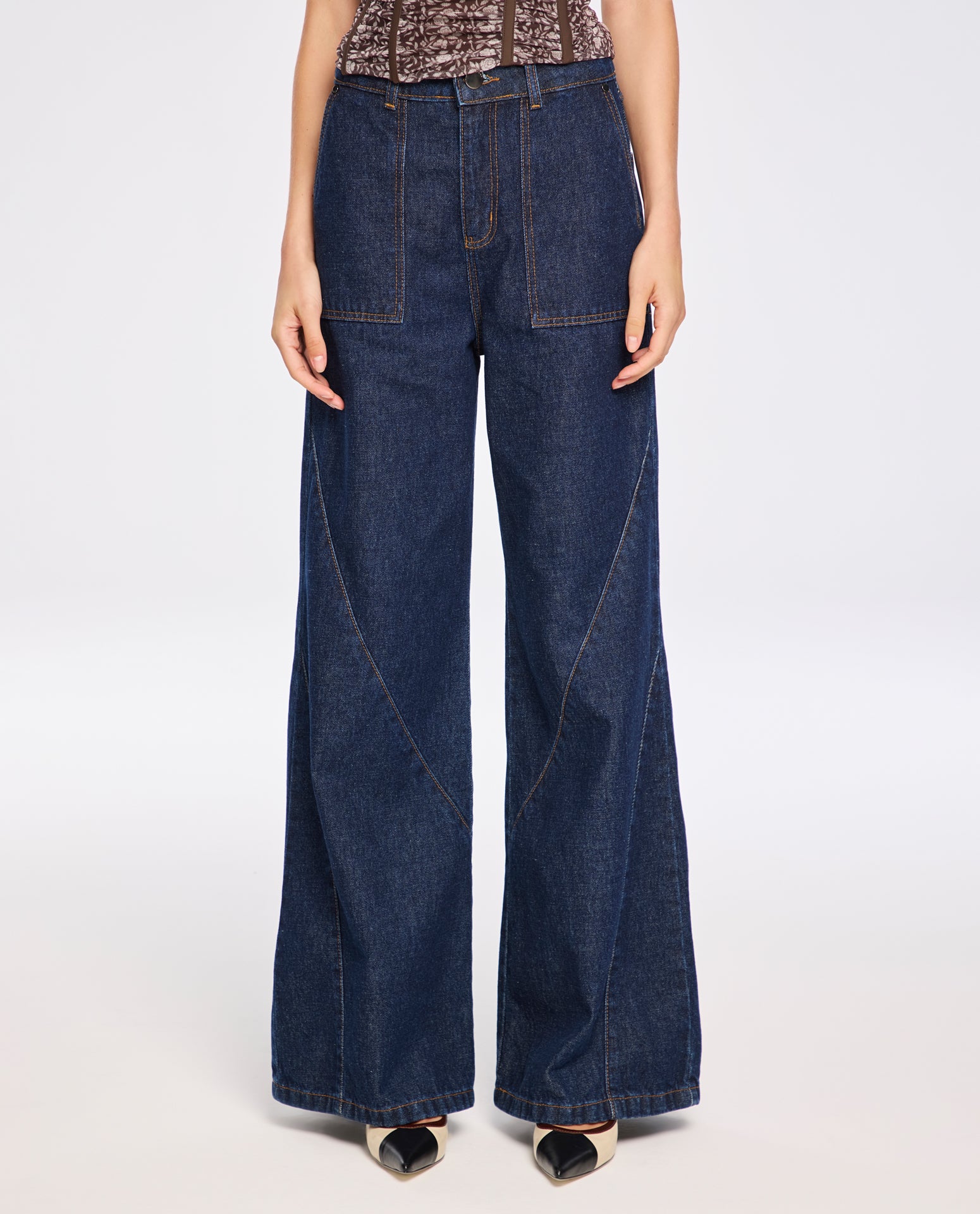 Calça Lafort Pantalona Com Bolsos Jade Jeans