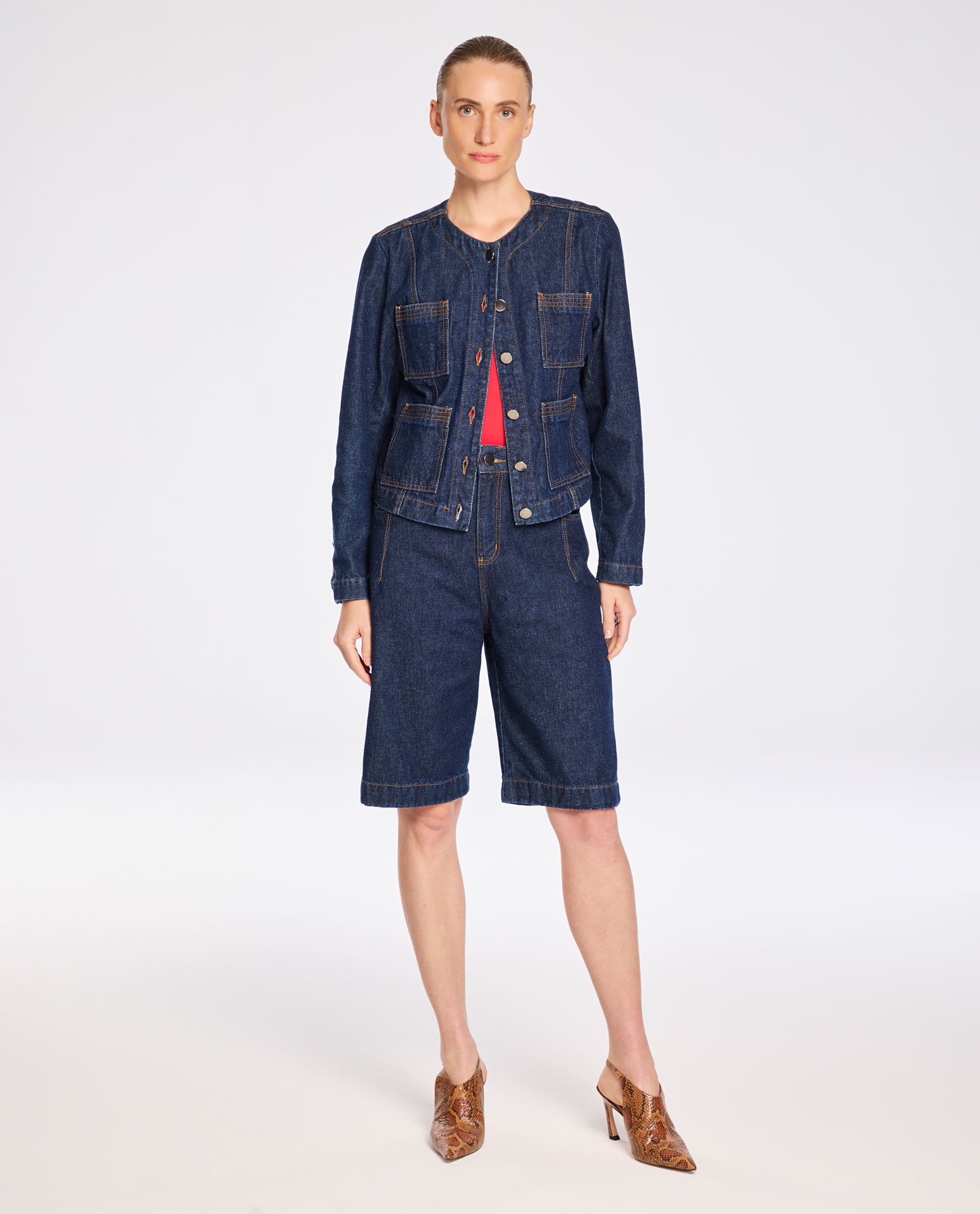 Jaqueta Lafort Com Bolsos Pespontados Lorelai Jeans