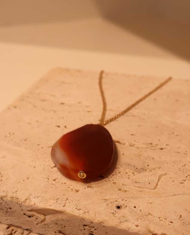 Colar Lafort Pedra Laranja Metal