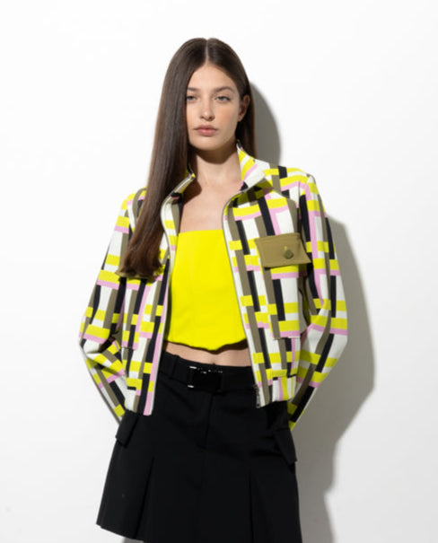 Jaqueta Lafort Bomber Odete Technoblock® Estampado Retro Future