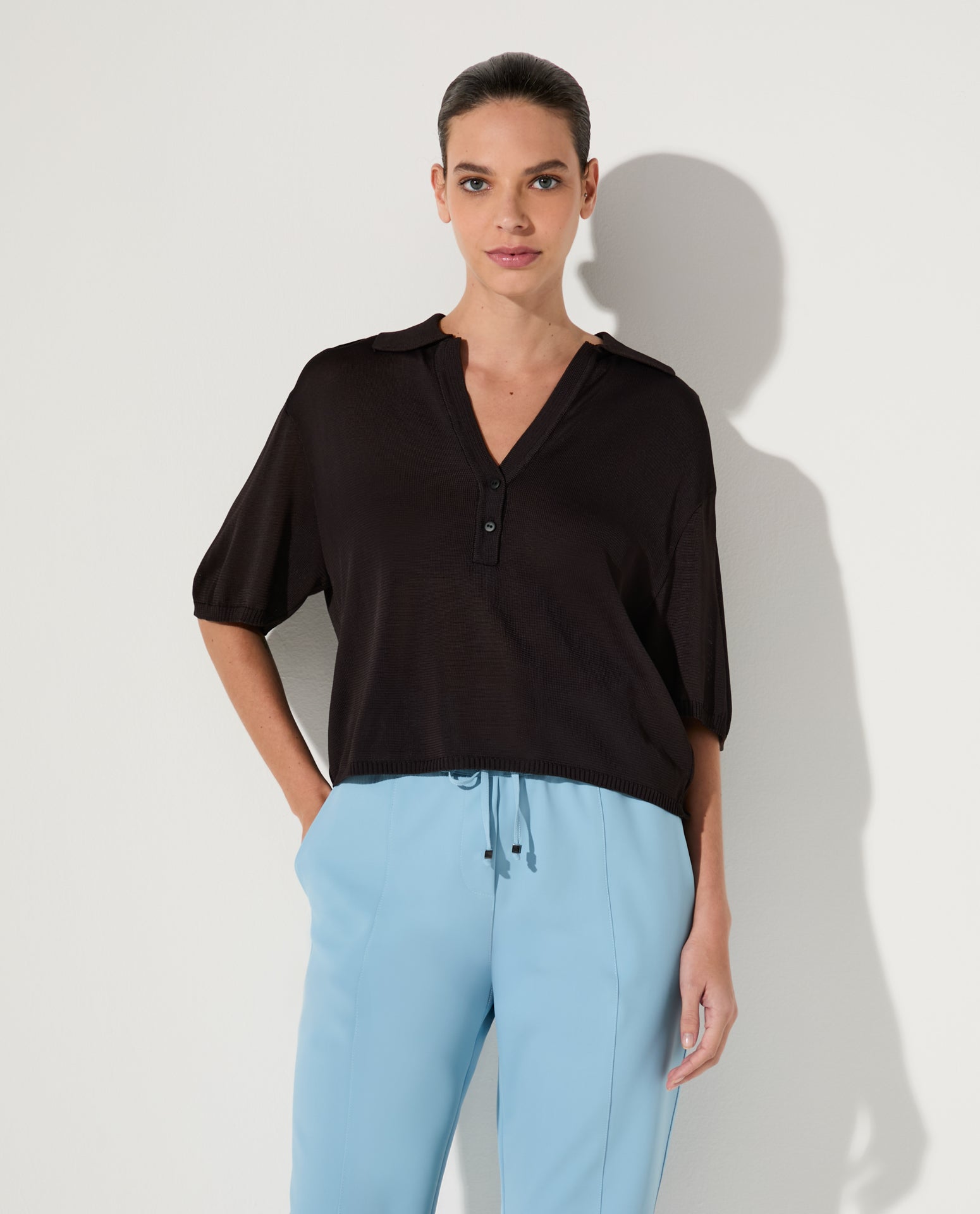 Blusa Lafort Gola Polo Violetta Tricot