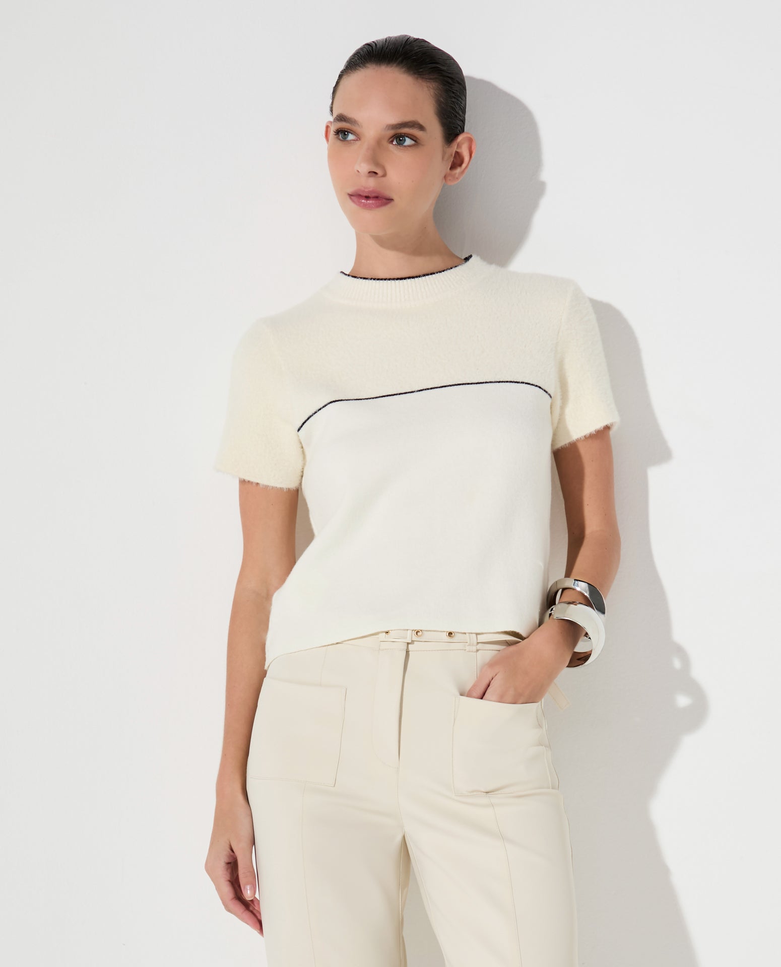 Blusa Lafort Manga Curta Carlotta Tricot