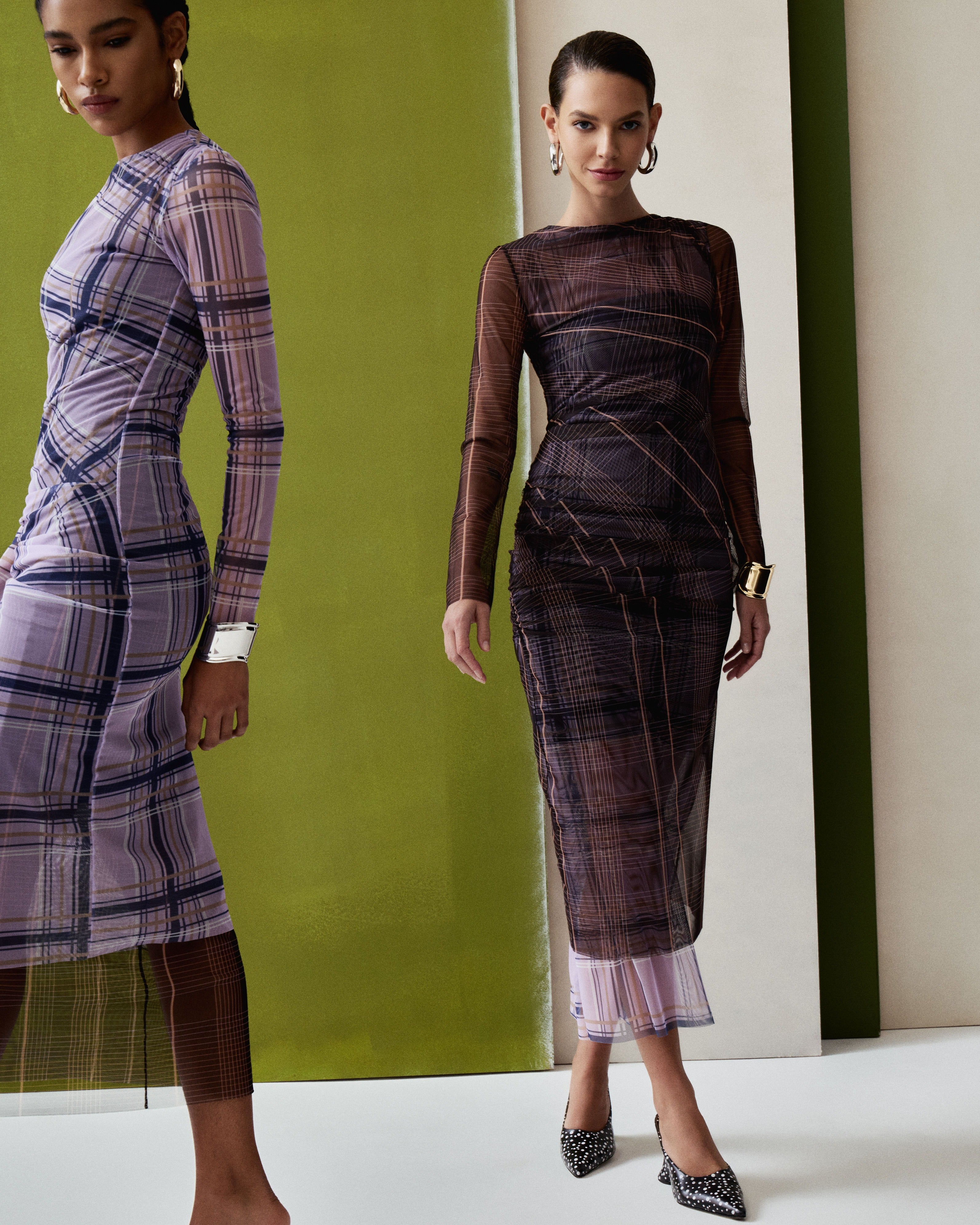 Vestido Lafort Manga Longa Lucia Tela Block Estampado