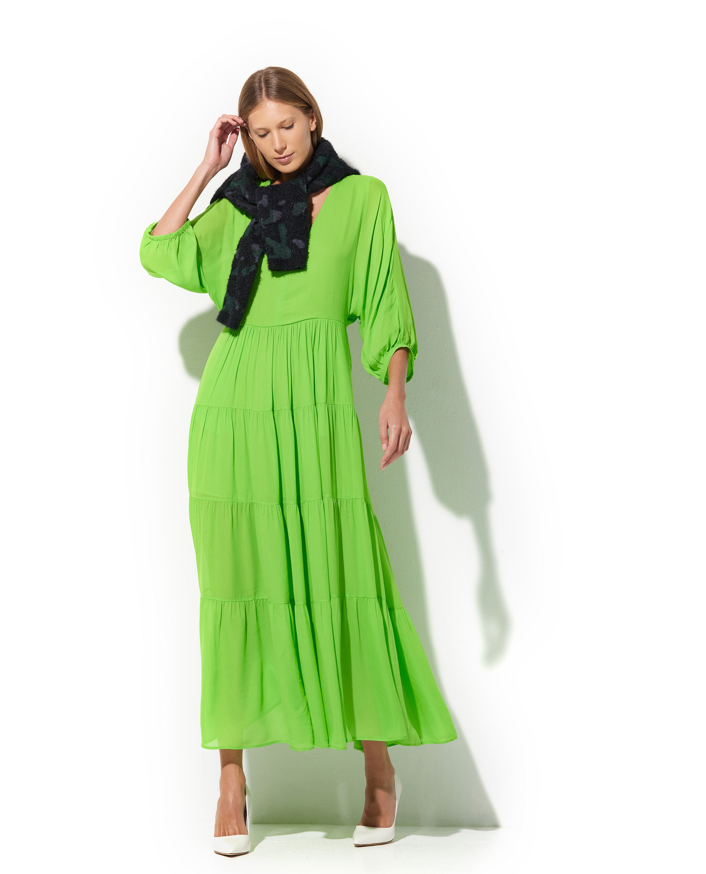 Vestido Lafort Midi Melinda Crepe Leve