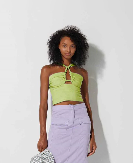 Top Lafort Cropped Cameron Malha Chamois