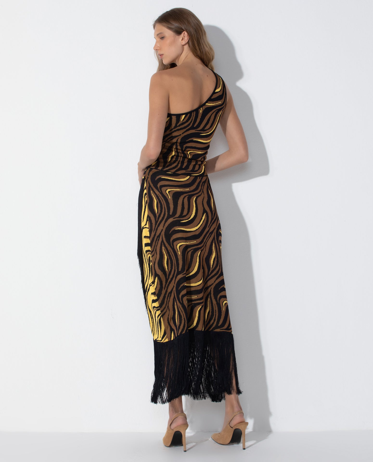 Saia Lafort Midi Com Franjas Miranda Tricot