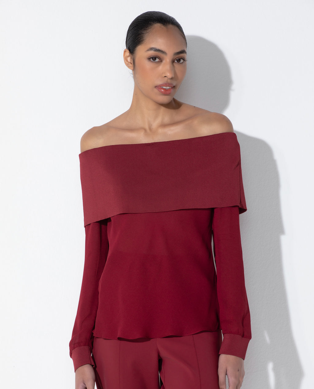 Blusa Lafort Ombro A Ombro Anise Crepe Leve