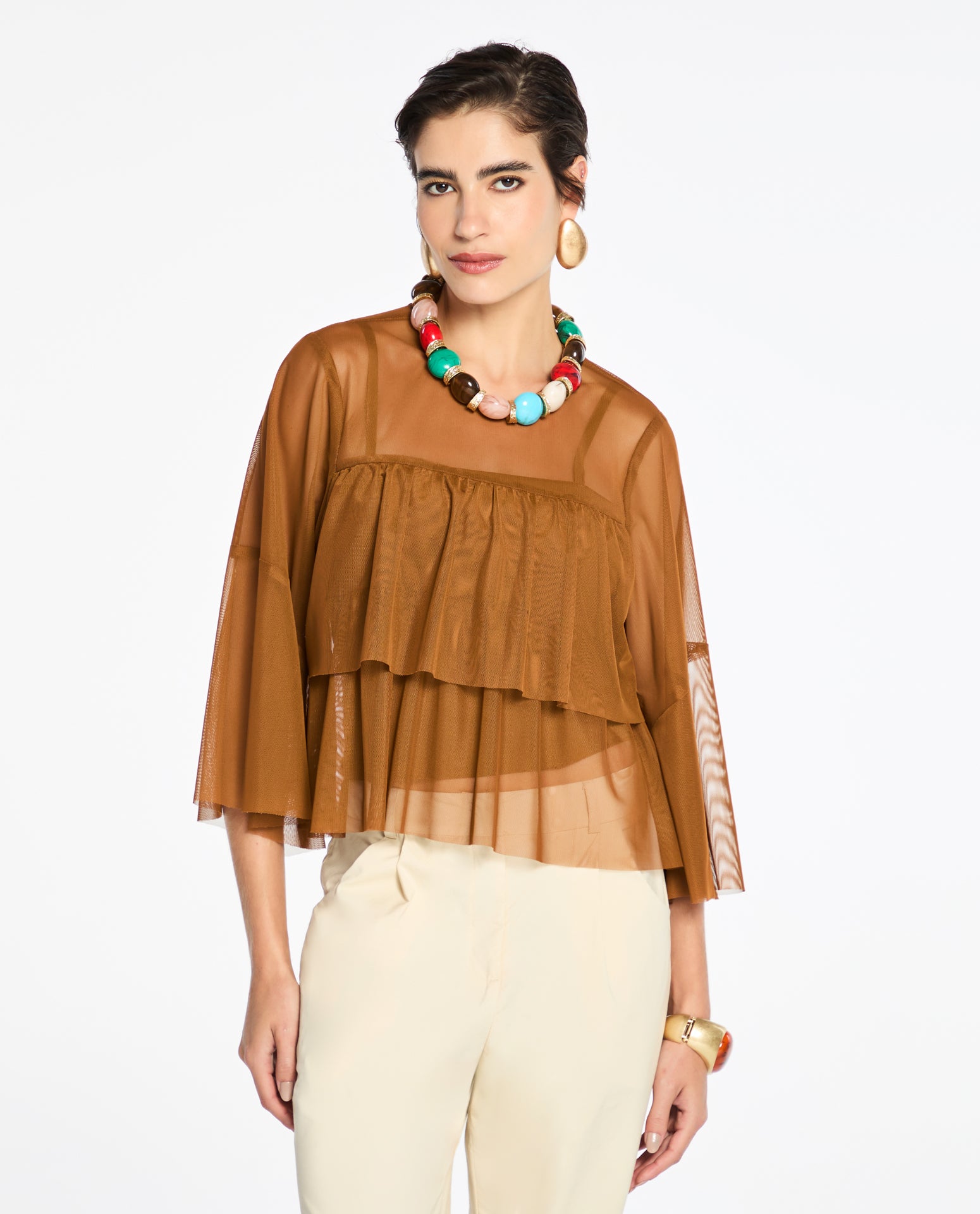 Blusa Lafort Com Babados Ginger Tela Block