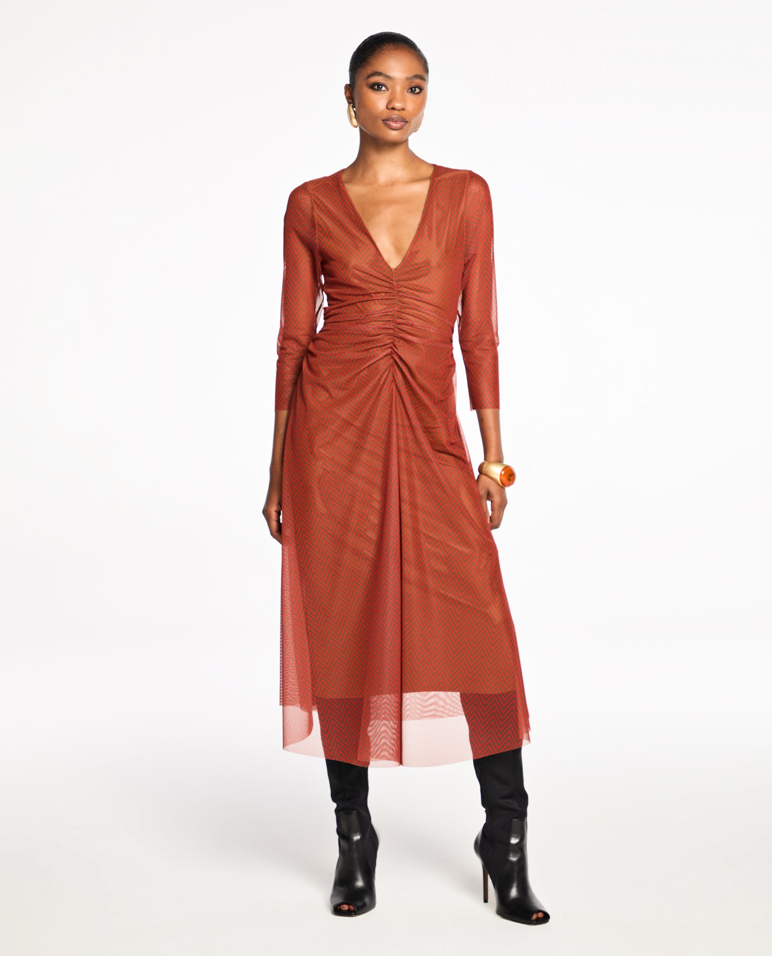 Vestido Lafort Midi Emi Tela Block Estampado