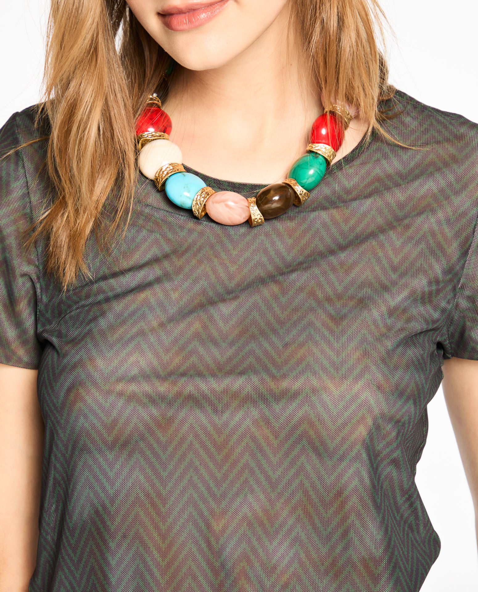 Blusa Lafort Manga Curta Tamires Tela Block Estampada