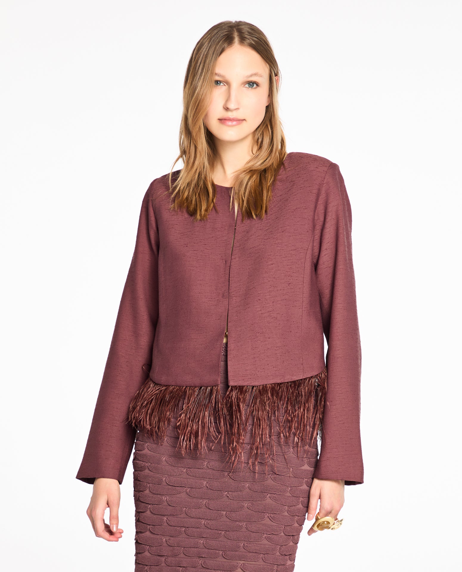 Casaqueto Com Plumas Jolie Shantung