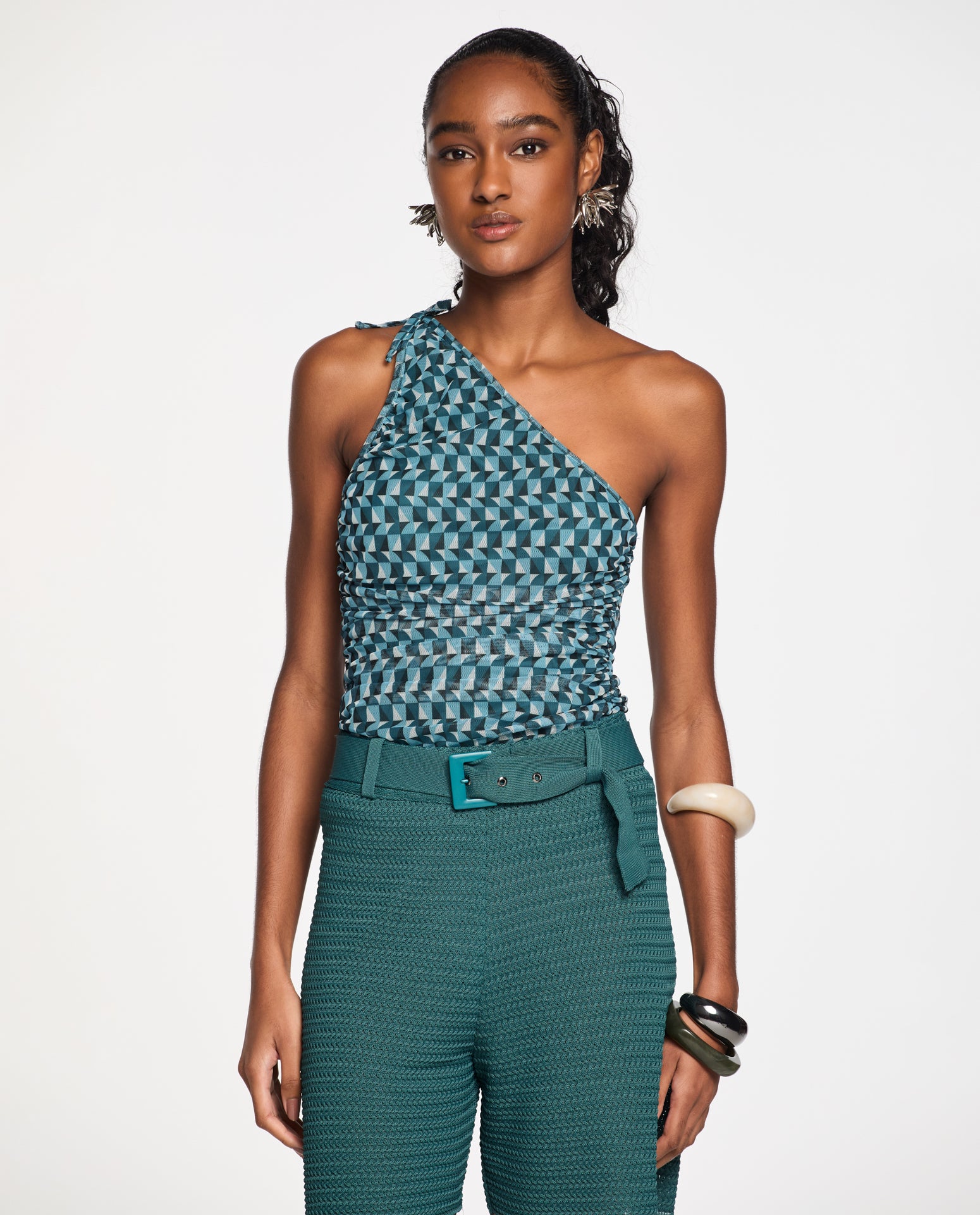 Top Lafort Assimétrico Rosina Tela Block Estampado