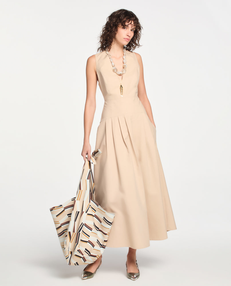 Vestido Lafort Decote V Adriana Cotton Twill