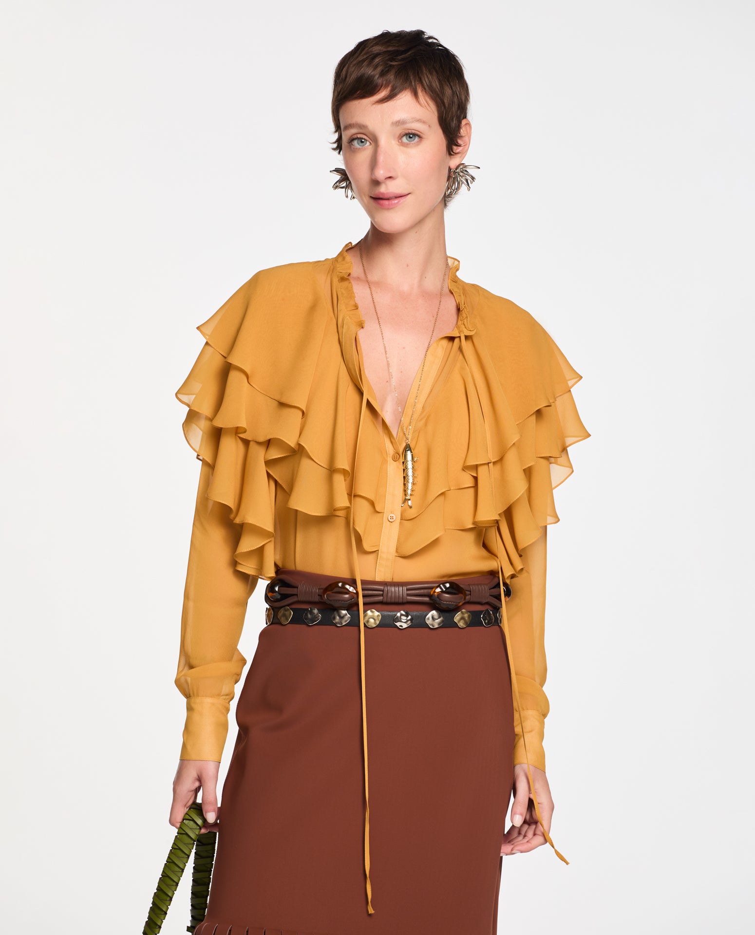 Camisa Lafort Babados Karina Georgette