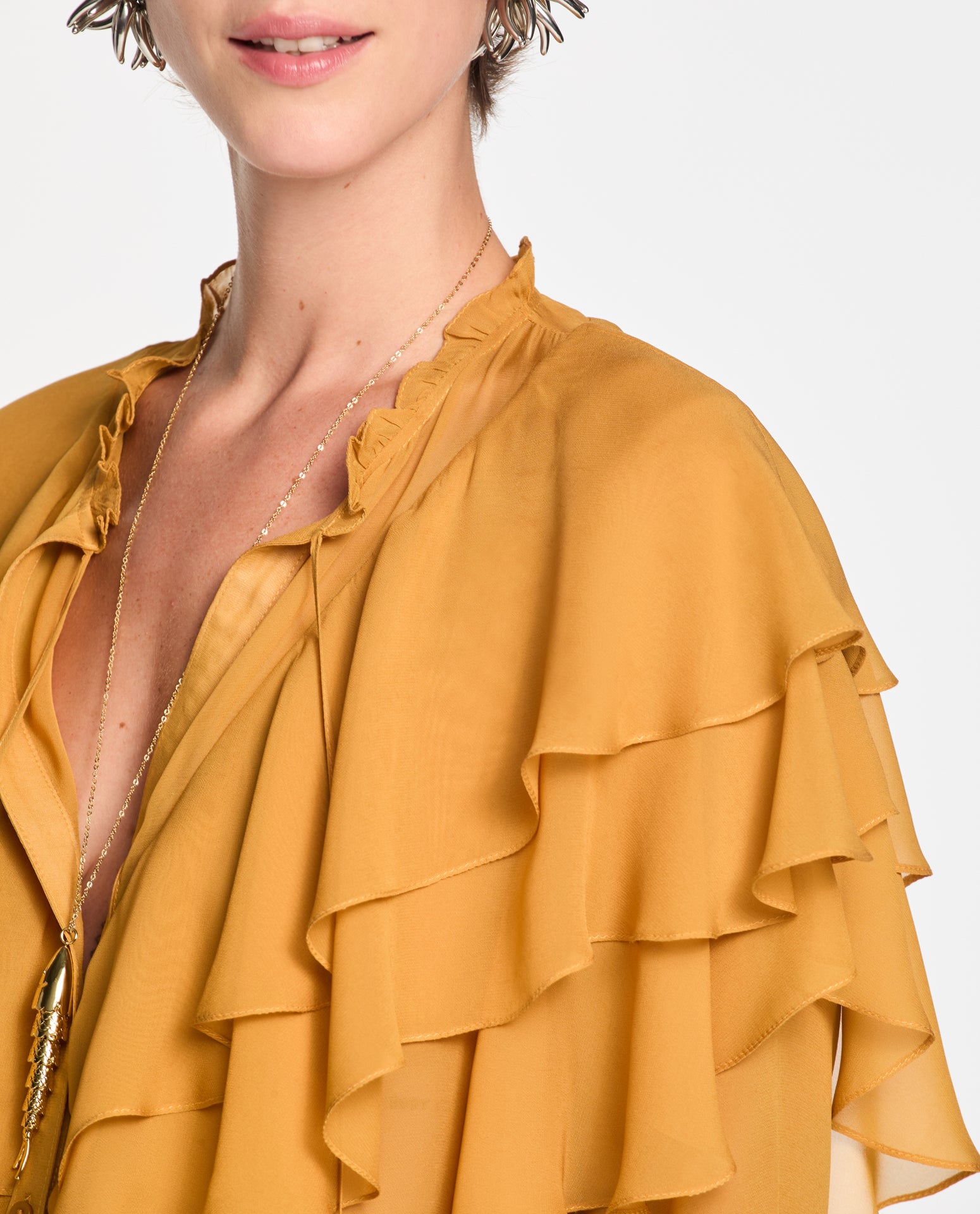 Camisa Lafort Babados Karina Georgette