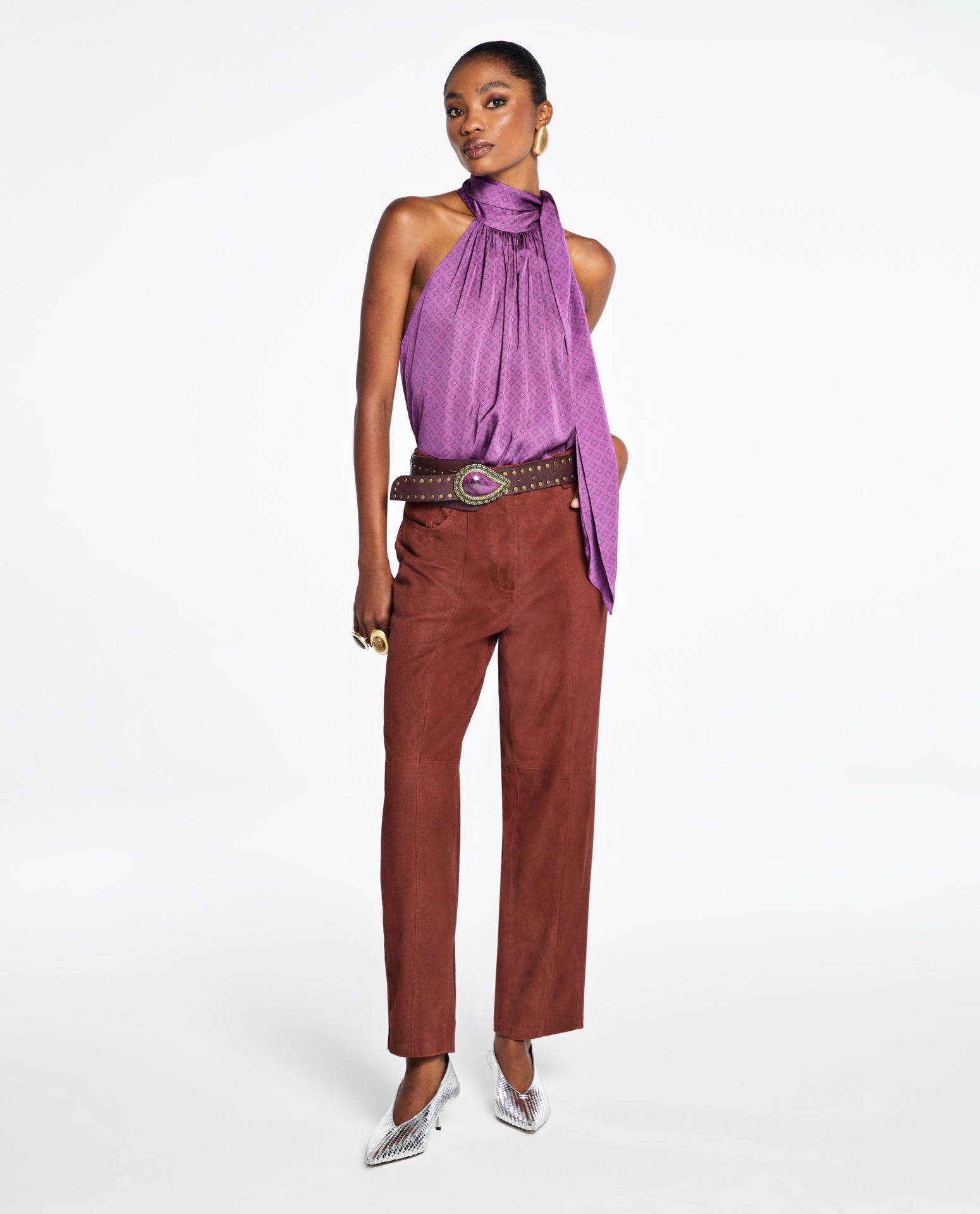 Calça Lafort Com Recortes Cathy Chamois Couro