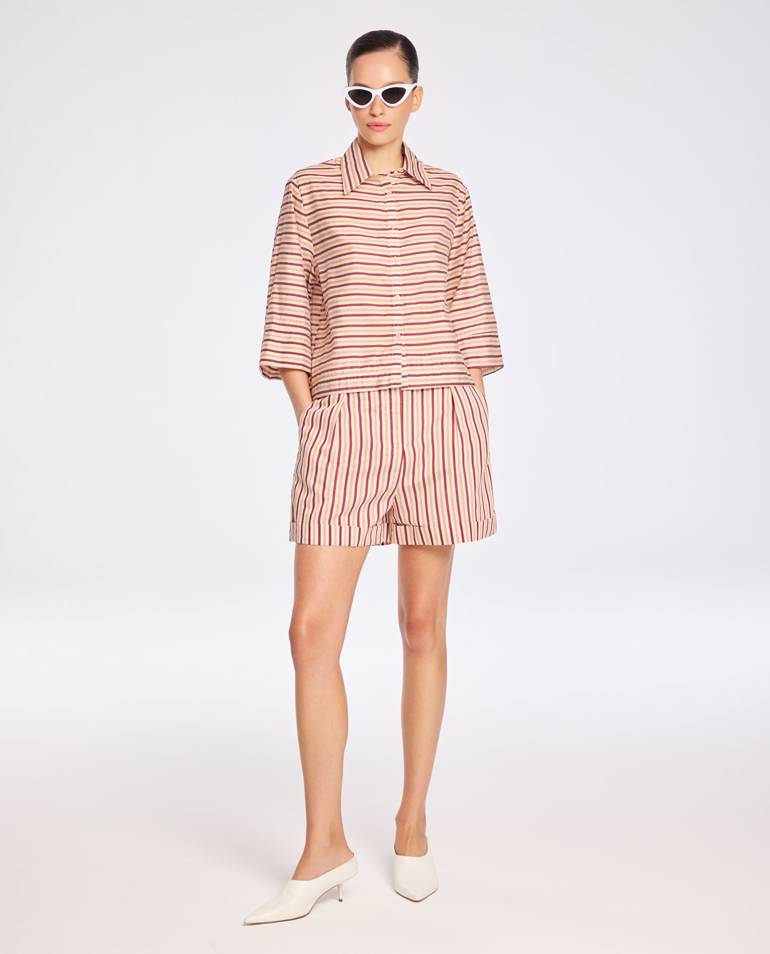 Bermuda Lafort Média Léna Organza Listrada