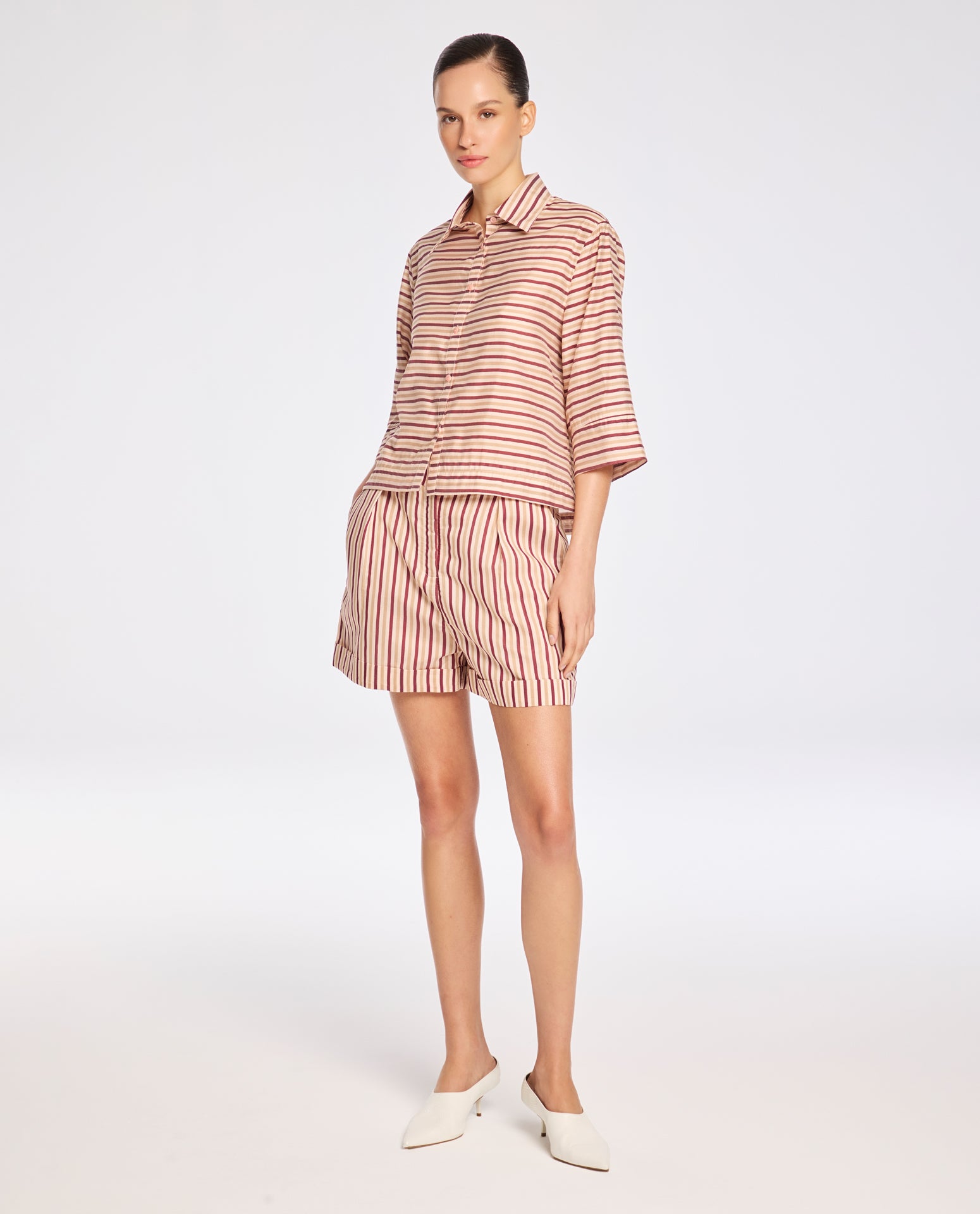 Bermuda Lafort Média Léna Organza Listrada