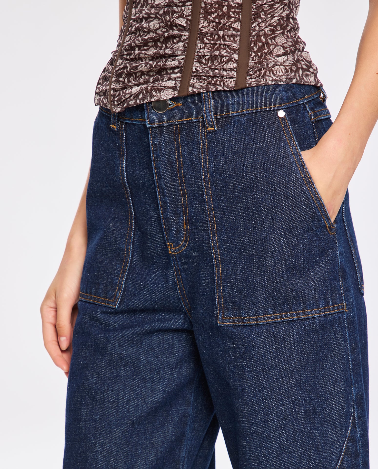 Calça Lafort Pantalona Com Bolsos Jade Jeans