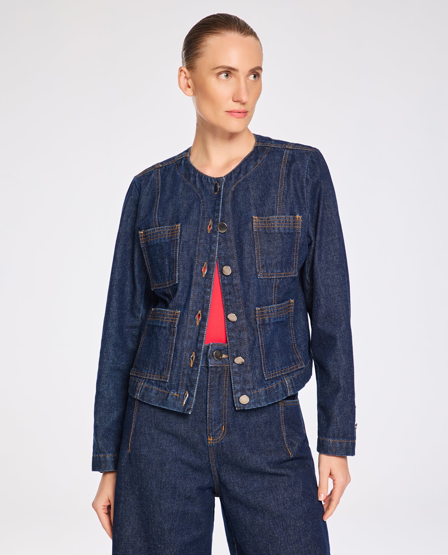 Jaqueta Lafort Com Bolsos Pespontados Lorelai Jeans