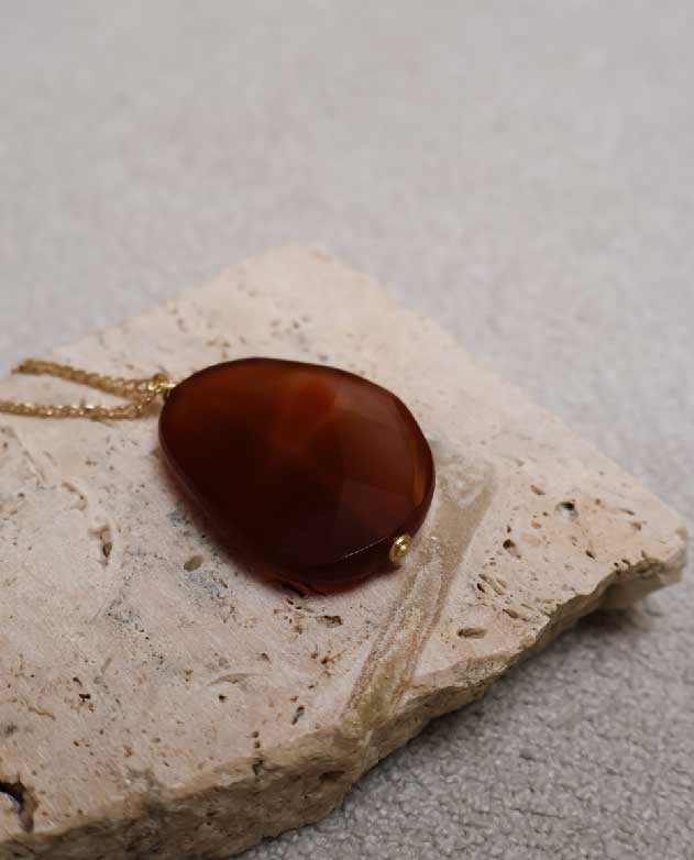 Colar Lafort Pedra Laranja Metal