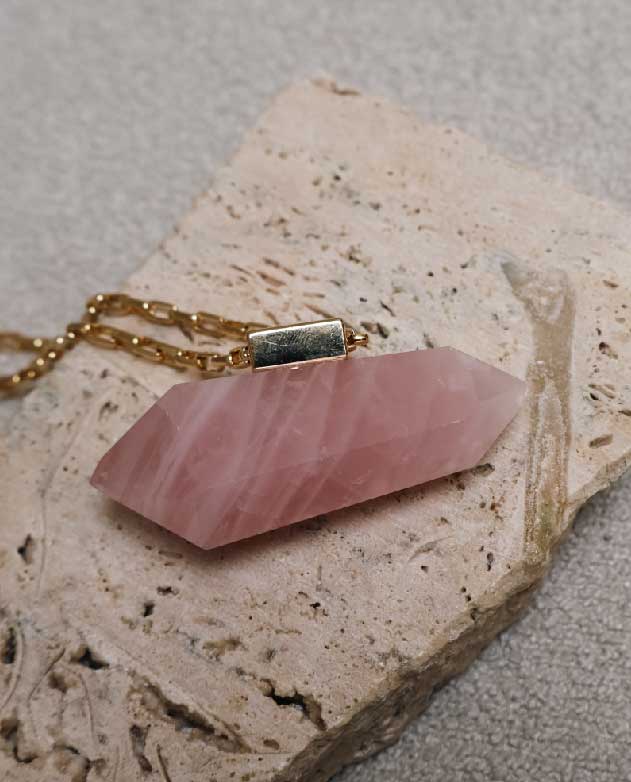 Colar Lafort Quartzo Rosa Metal